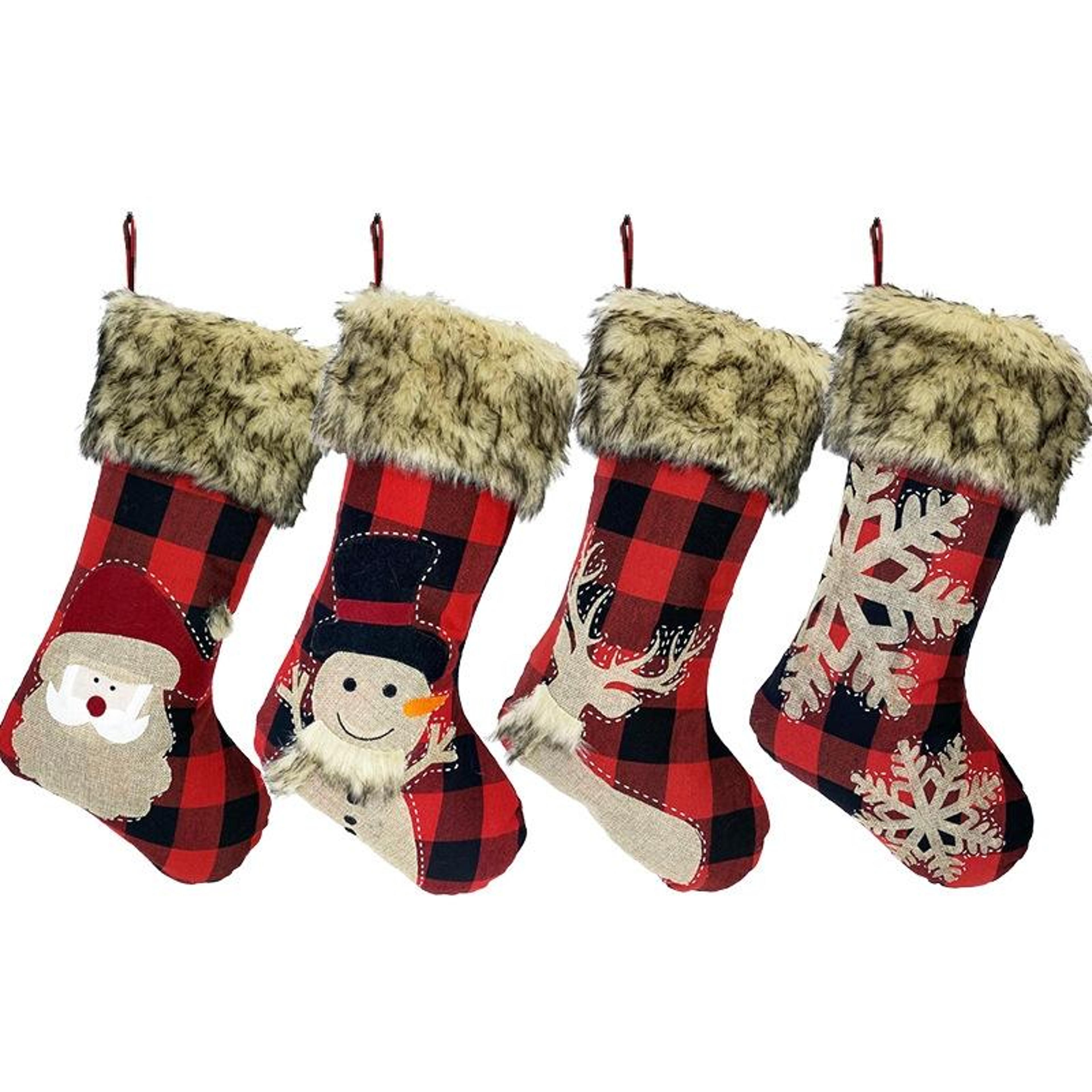 festive christmas stocking burlap gift bag for candy, gifts and holiday decor