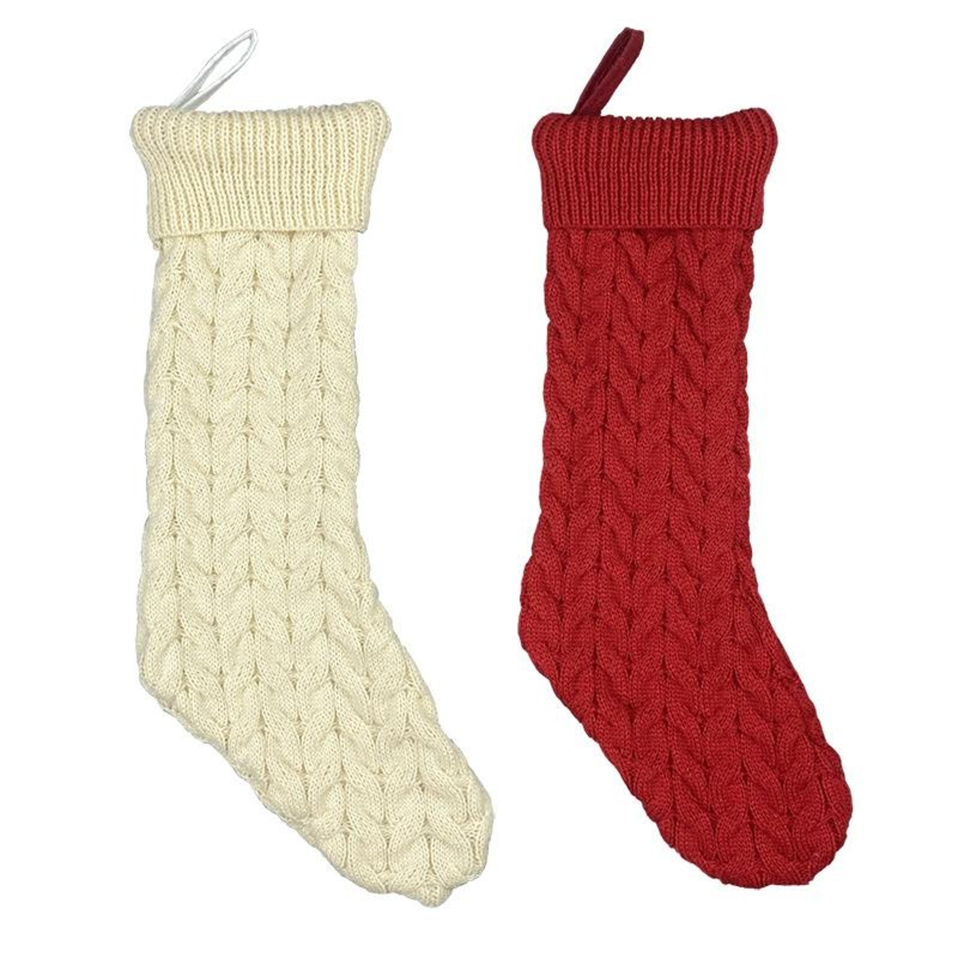 large knitted christmas stocking gift bag wool holiday hanging decoration