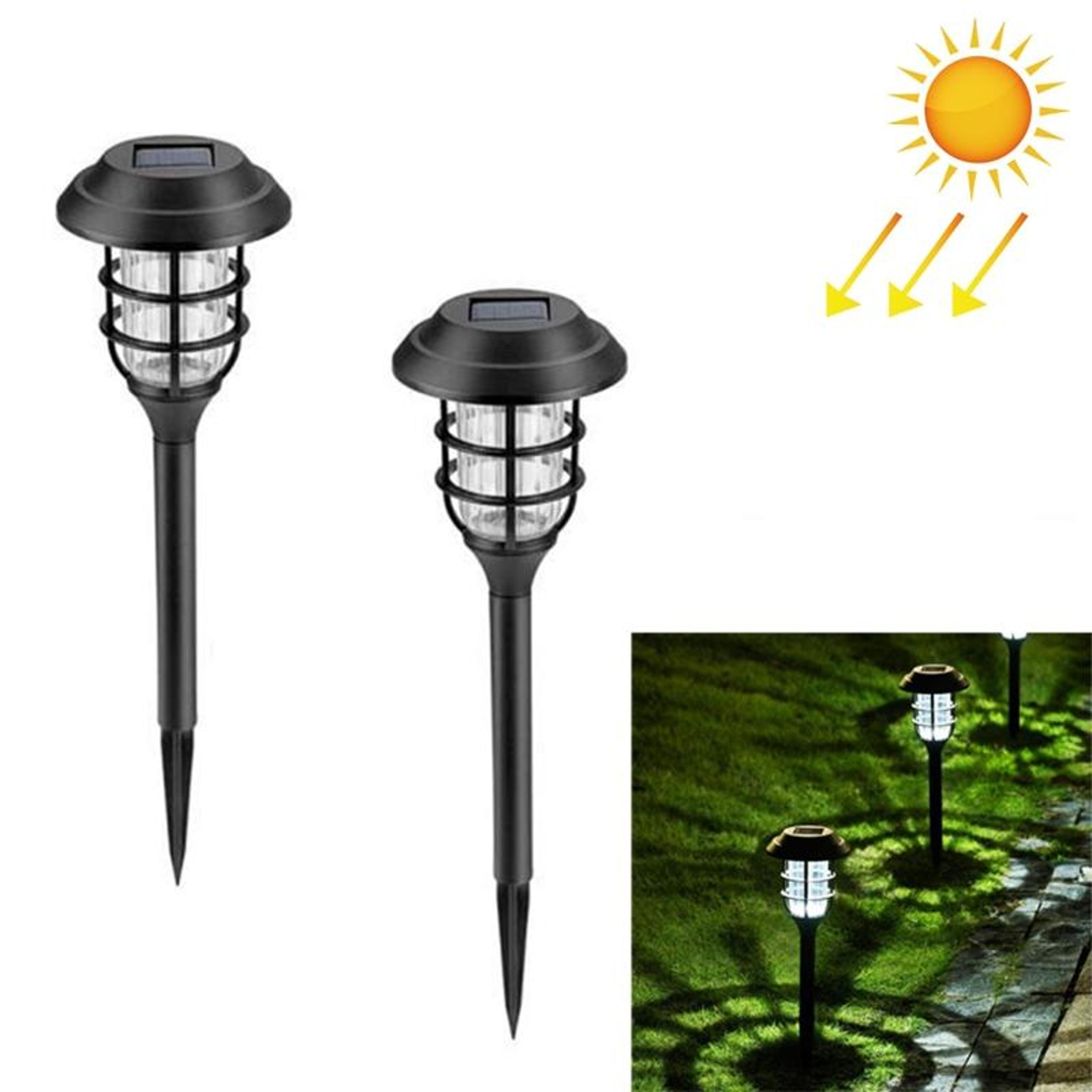 2pcs solar garden lights ip65 waterproof led outdoor pathway landscape lights