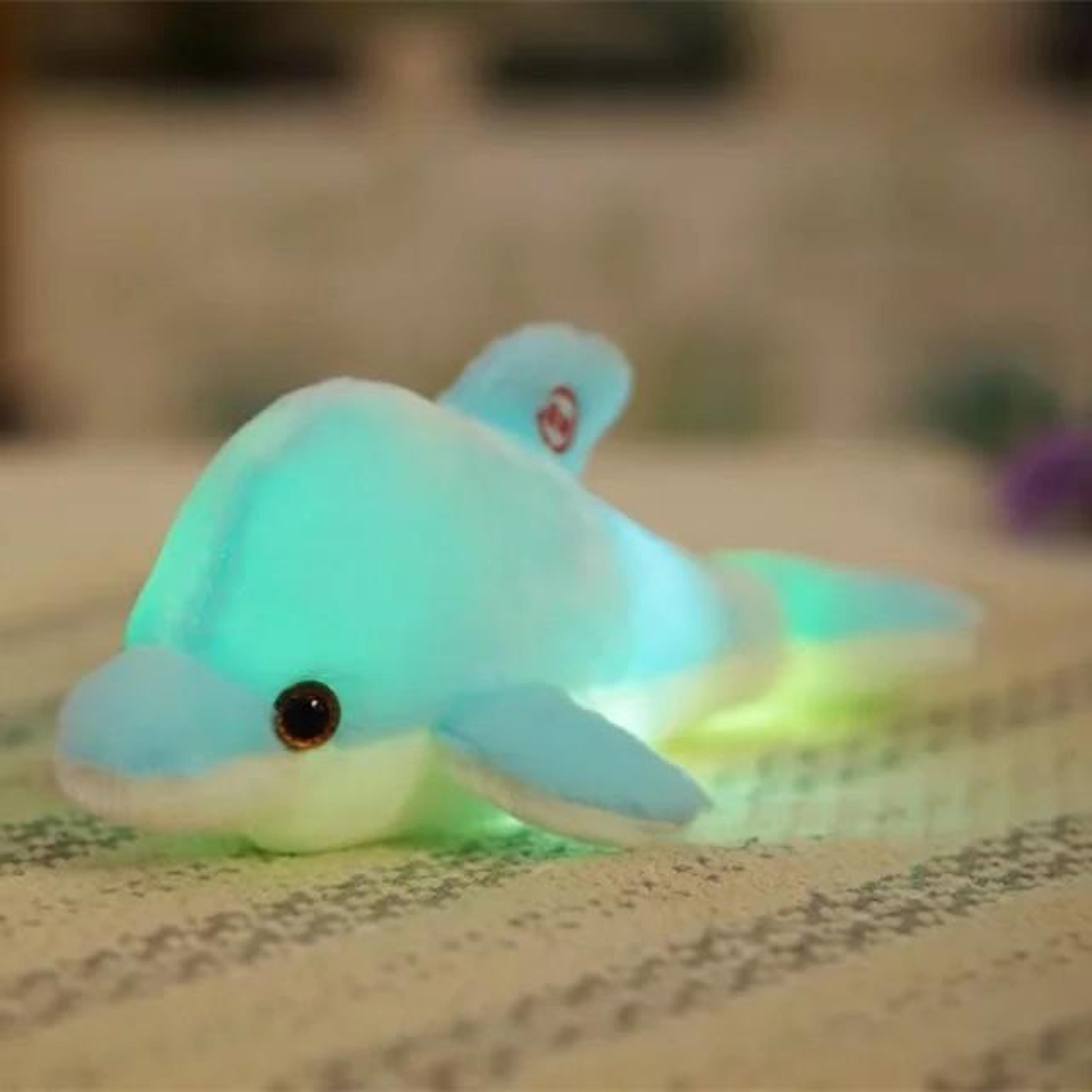 cute led glowing dolphin plush toy soft light up stuffed animal night light pillow