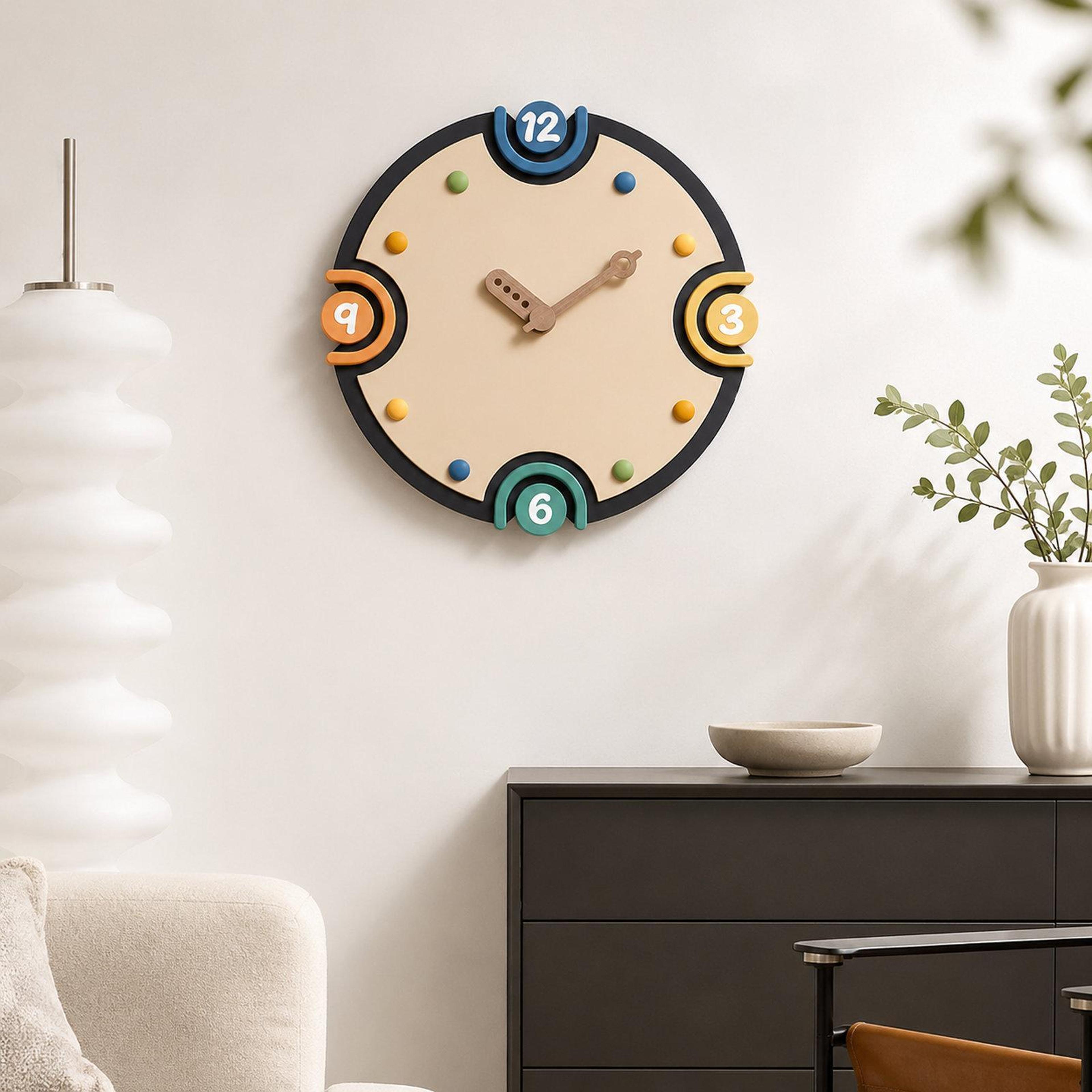 modern colorful wooden wall clock silent non-ticking decorative home clock