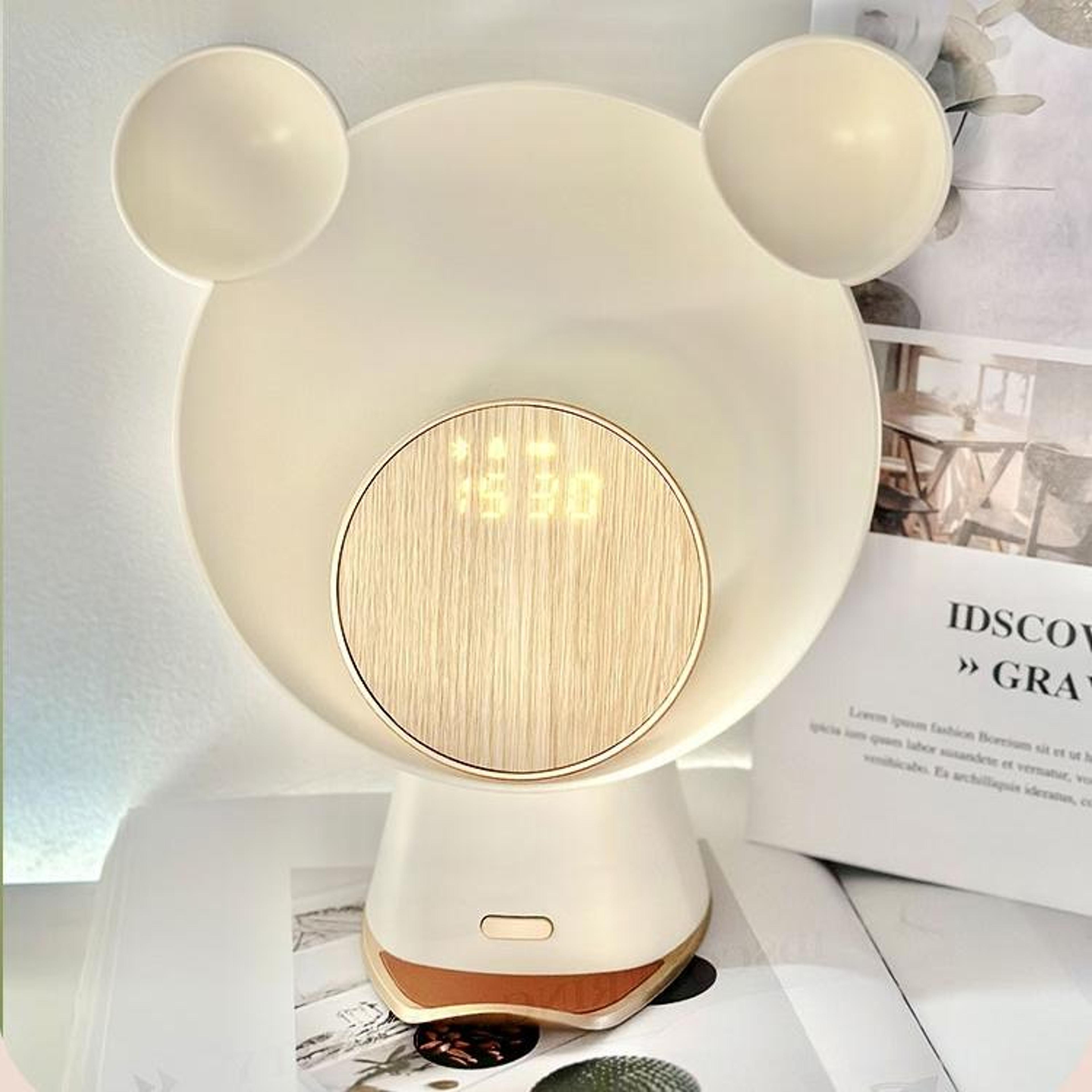 moonlight smart bear lamp with bluetooth speaker, wireless charger and color ambient light
