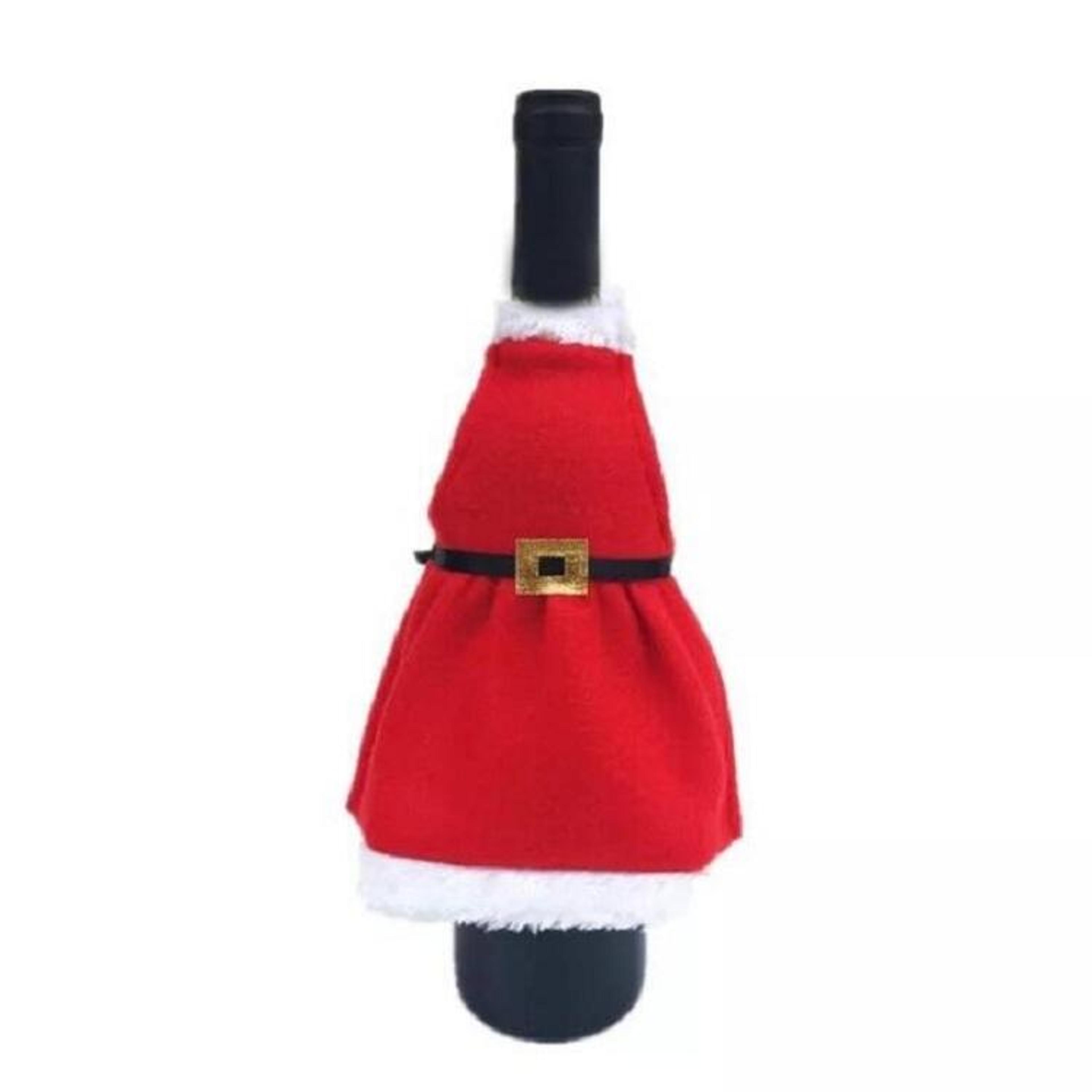 2pcs christmas wine bottle covers, flannel holiday bottle aprons for festive decor
