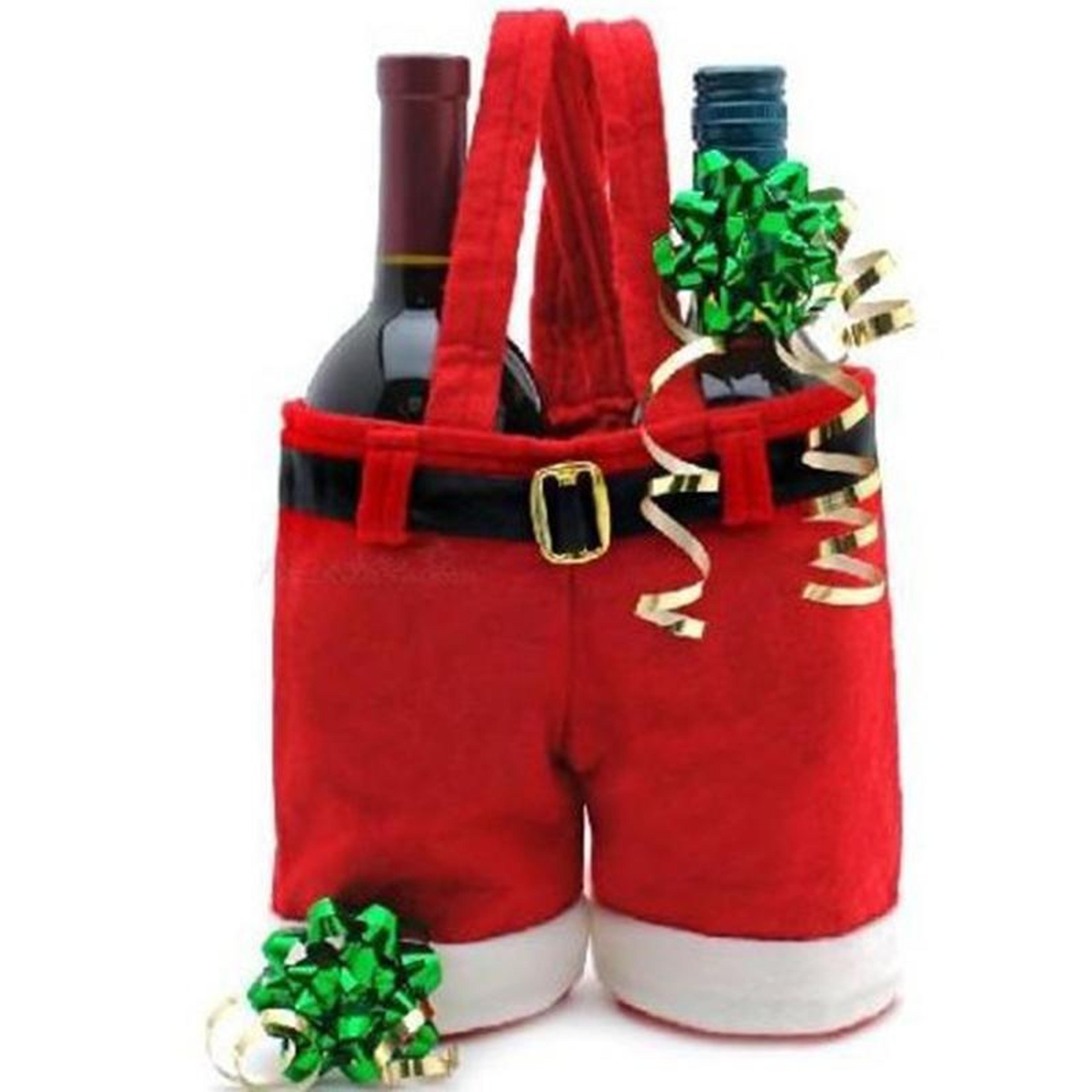 santa pants christmas gift bag for candy and wine bottles