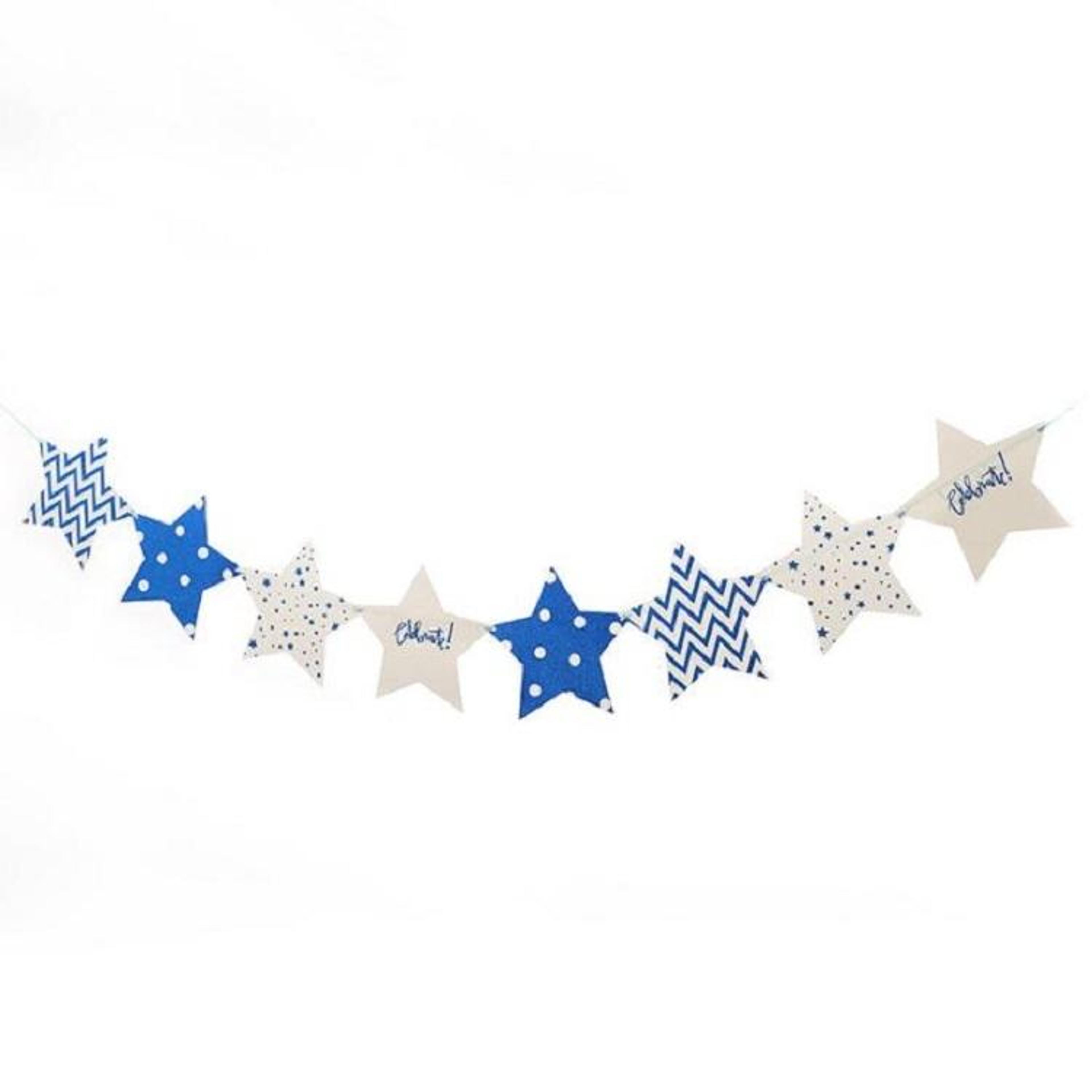 blue glitter star garland paper bunting for birthday party decorations