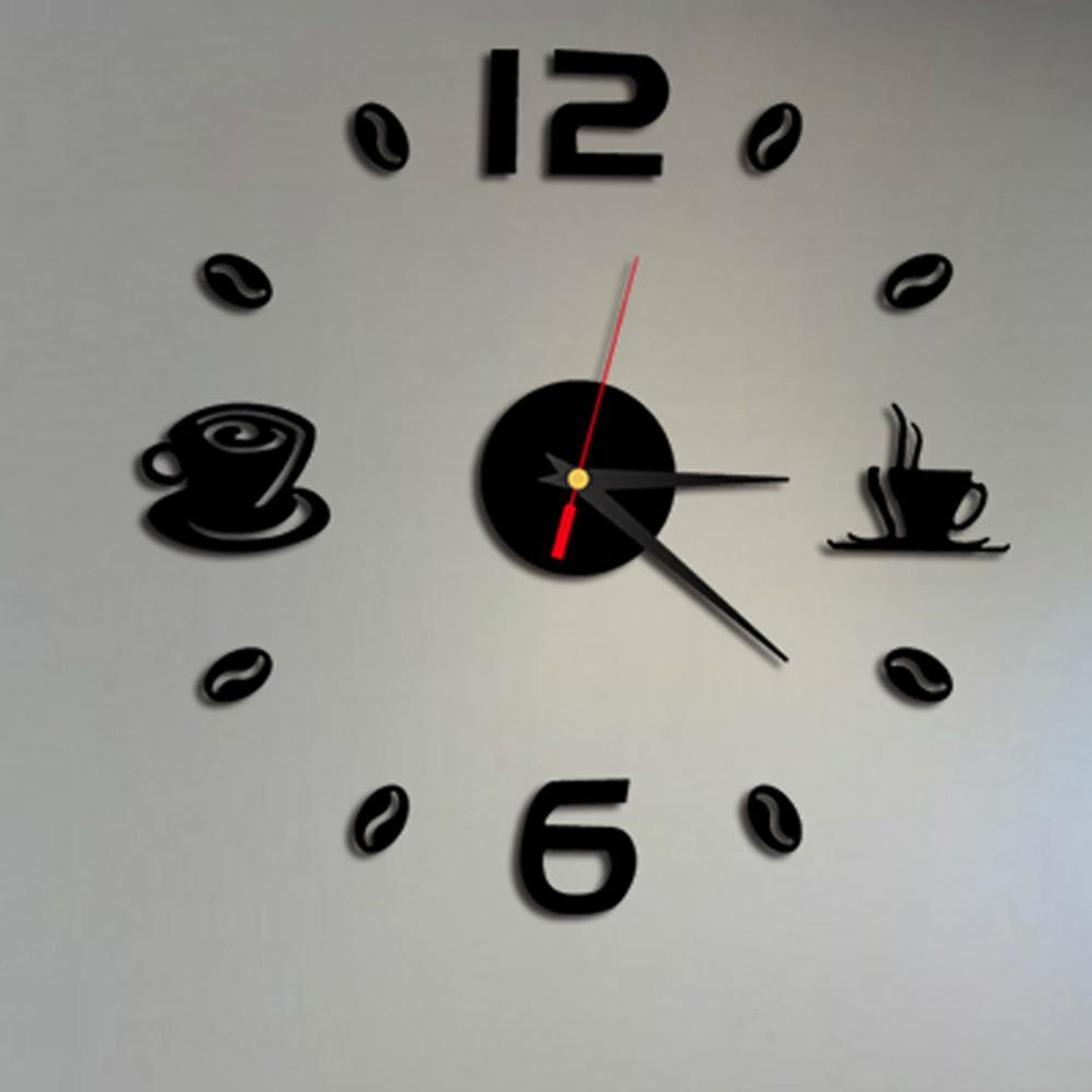 coffee cup 3d acrylic wall clock diy self-adhesive kitchen wall decor