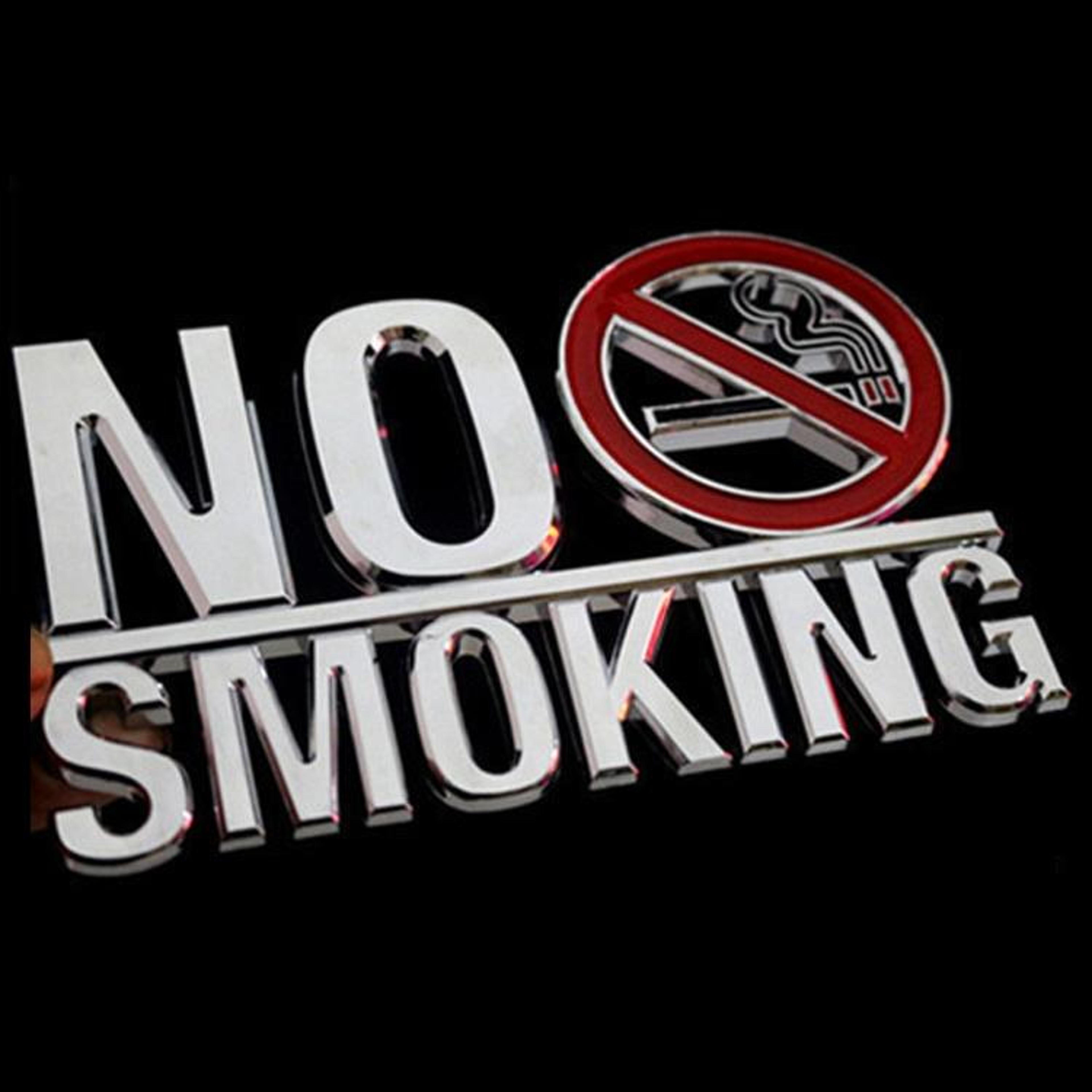 self-adhesive no smoking sign with stainless steel look abs wall plaque