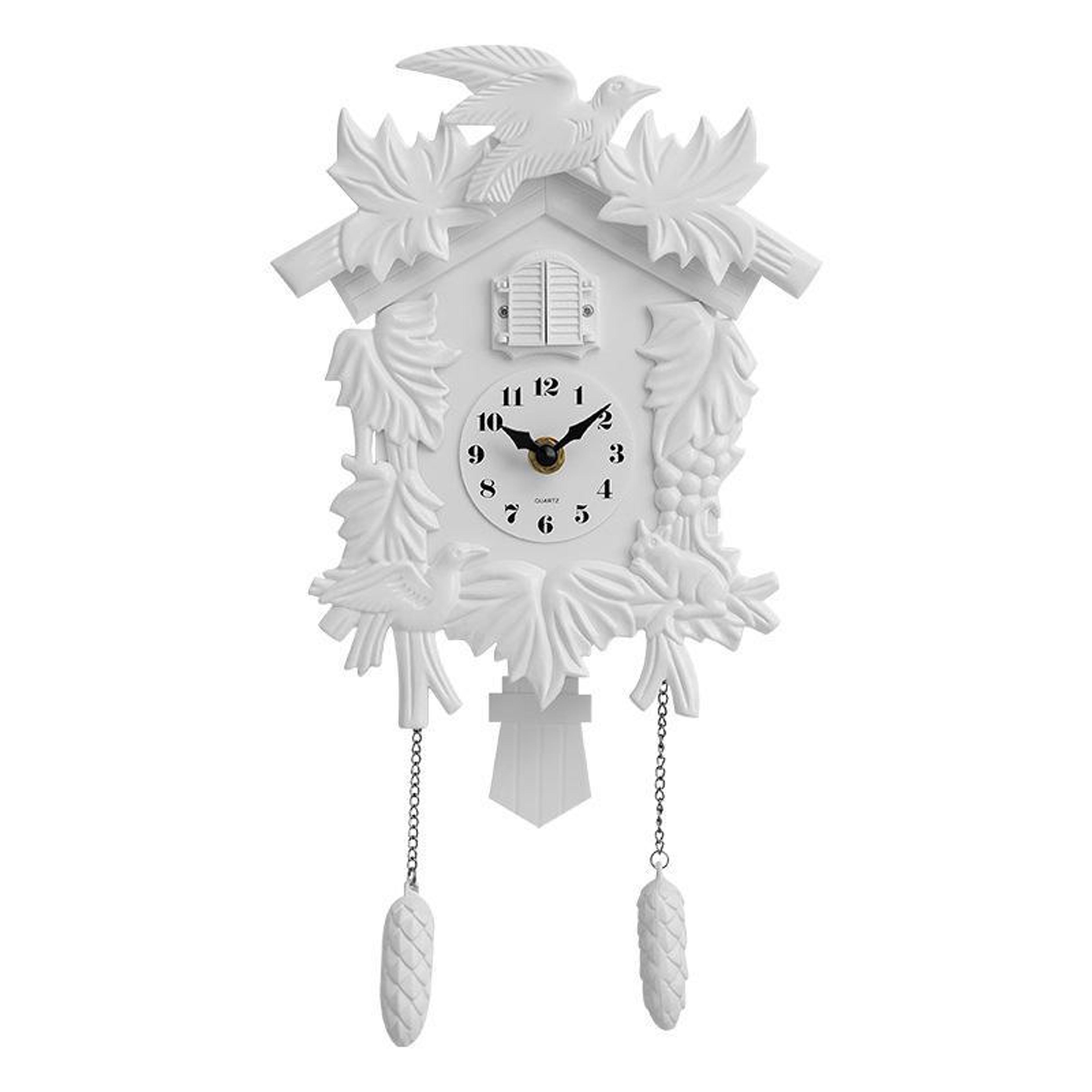vintage cuckoo wall clock with bird song chime, silent movement and pendulum