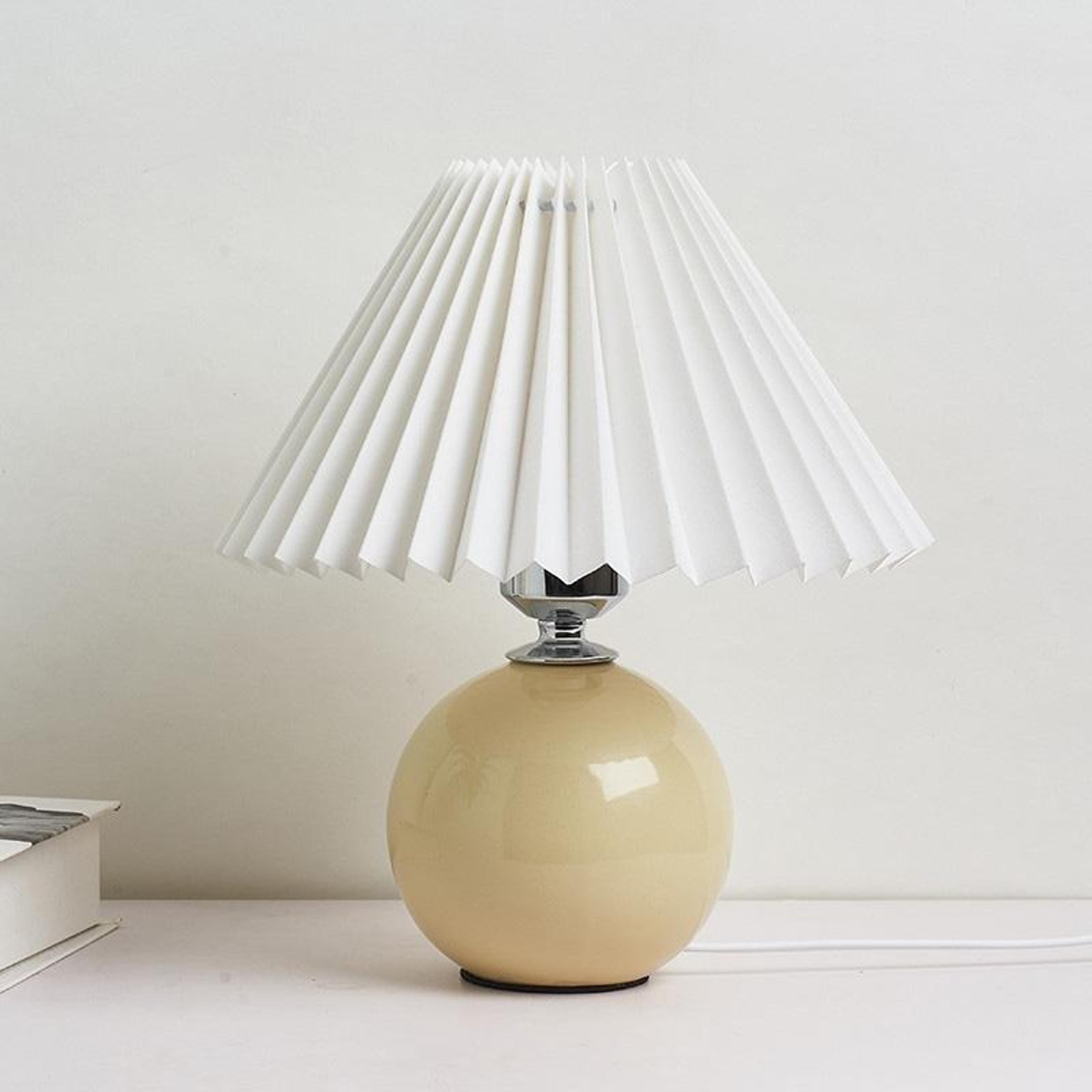 modern ceramic table lamp with pleated shade for cozy bedside lighting