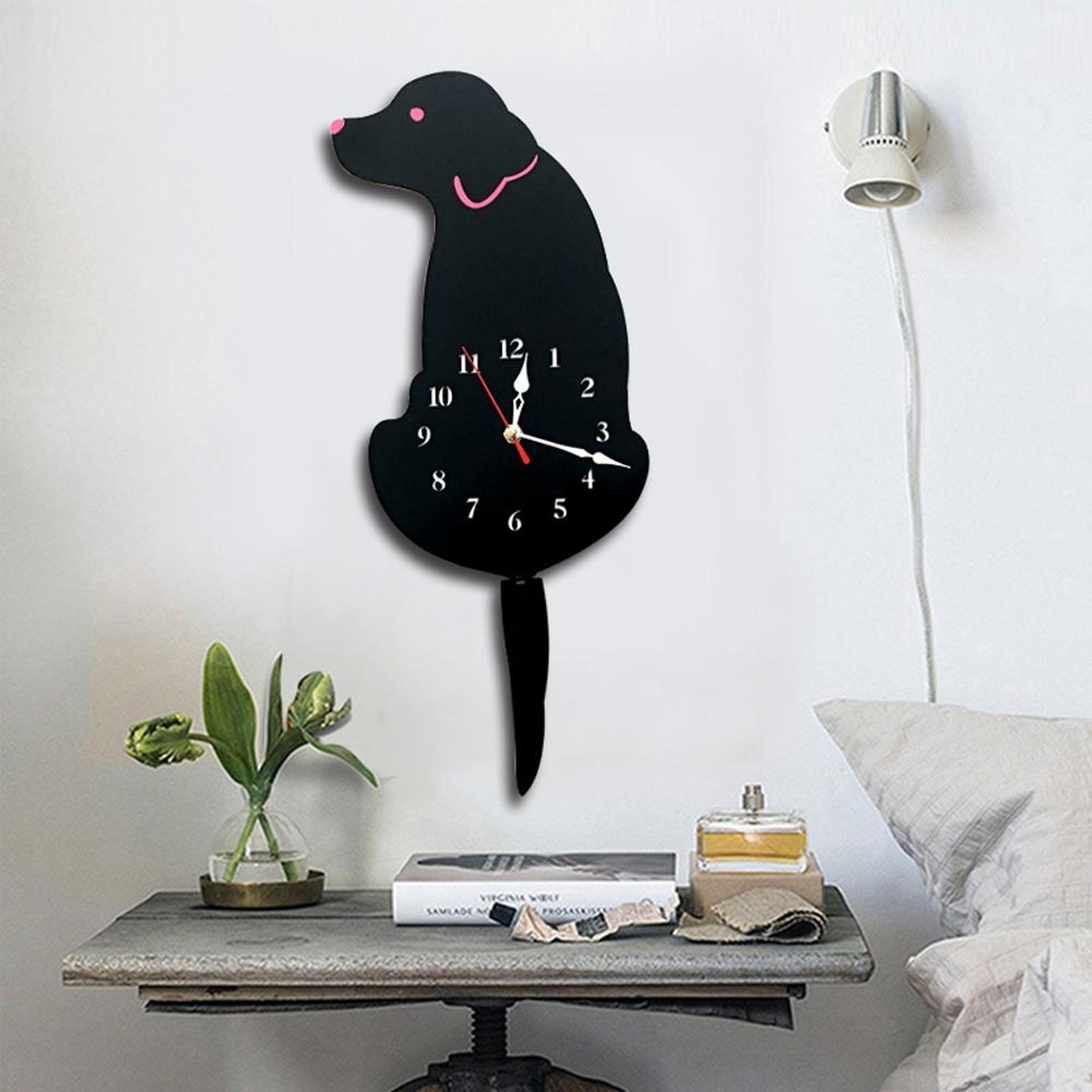 dog shaped wall clock with swinging tail decorative battery operated wall clock