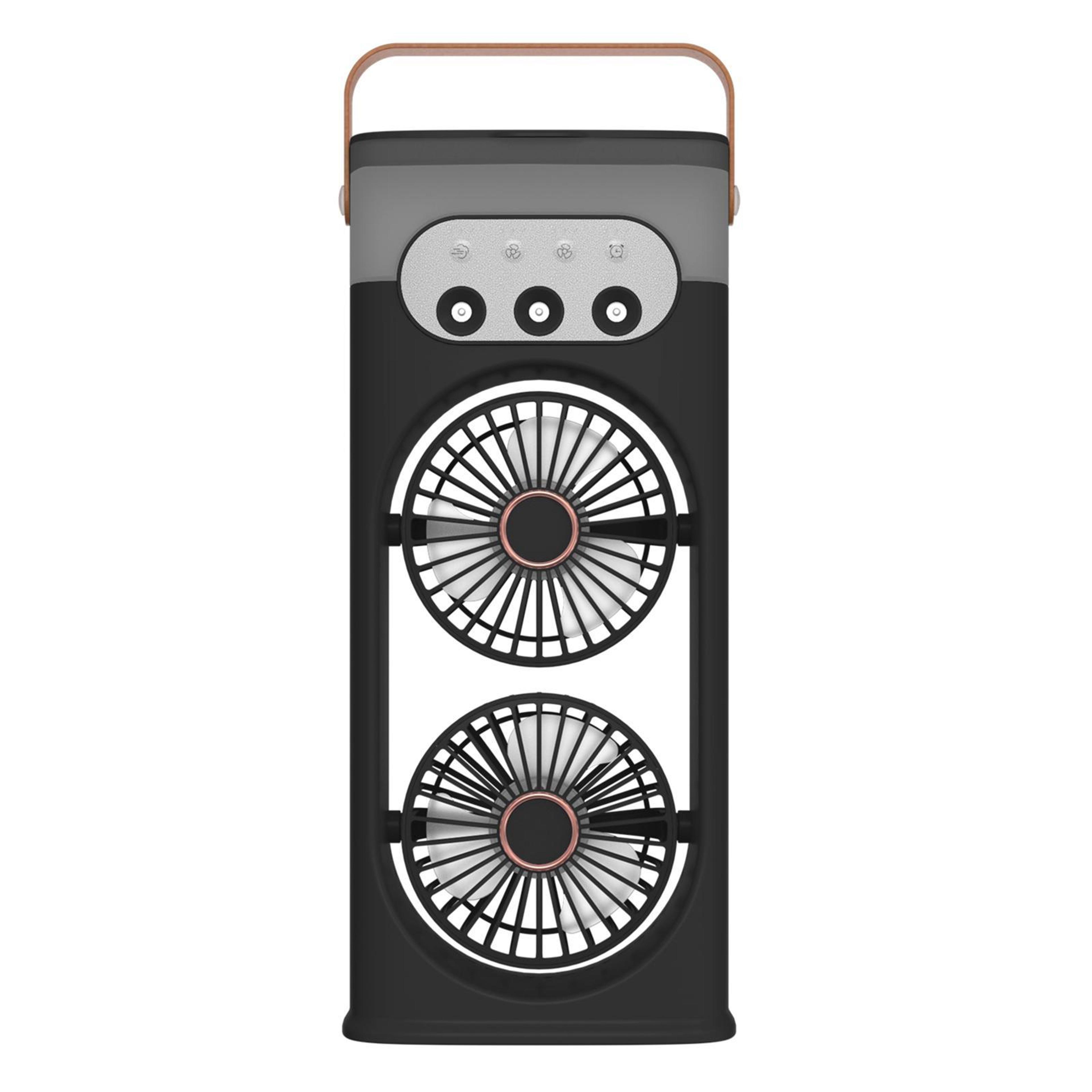 dual-head mist cooling fan with humidifier and 3-speed airflow
