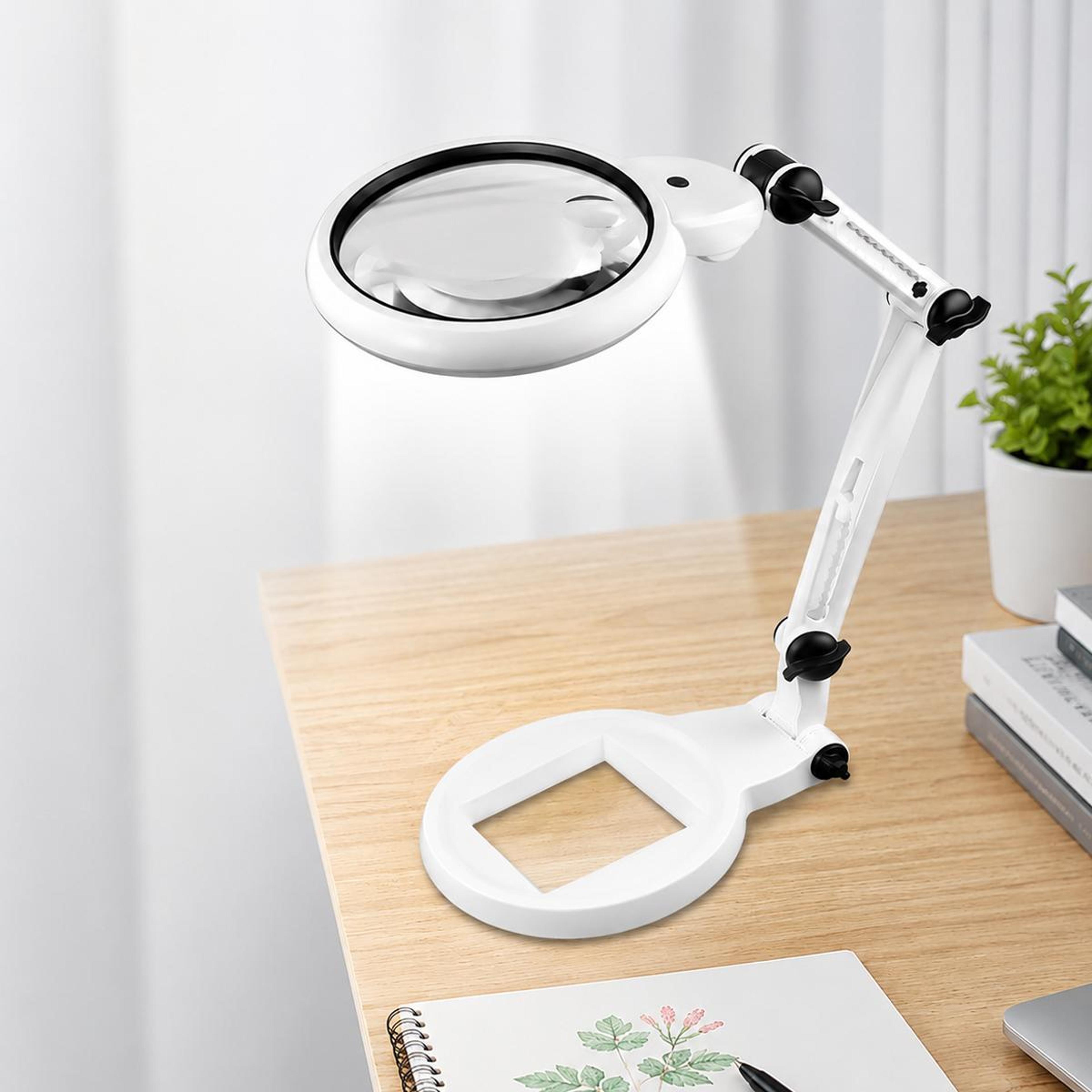 led magnifying glass with stand for desktop repair and precision work