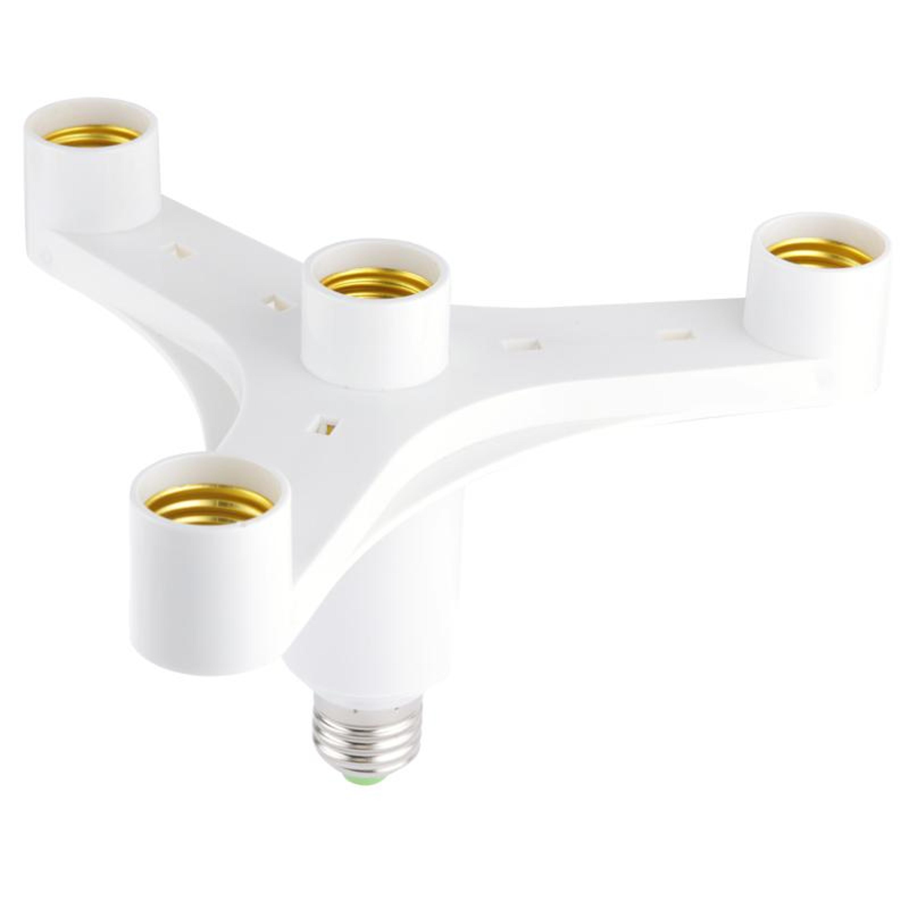 4-in-1 e27 lamp holder adapter and e27 bulb splitter for led, cfl and halogen bulbs