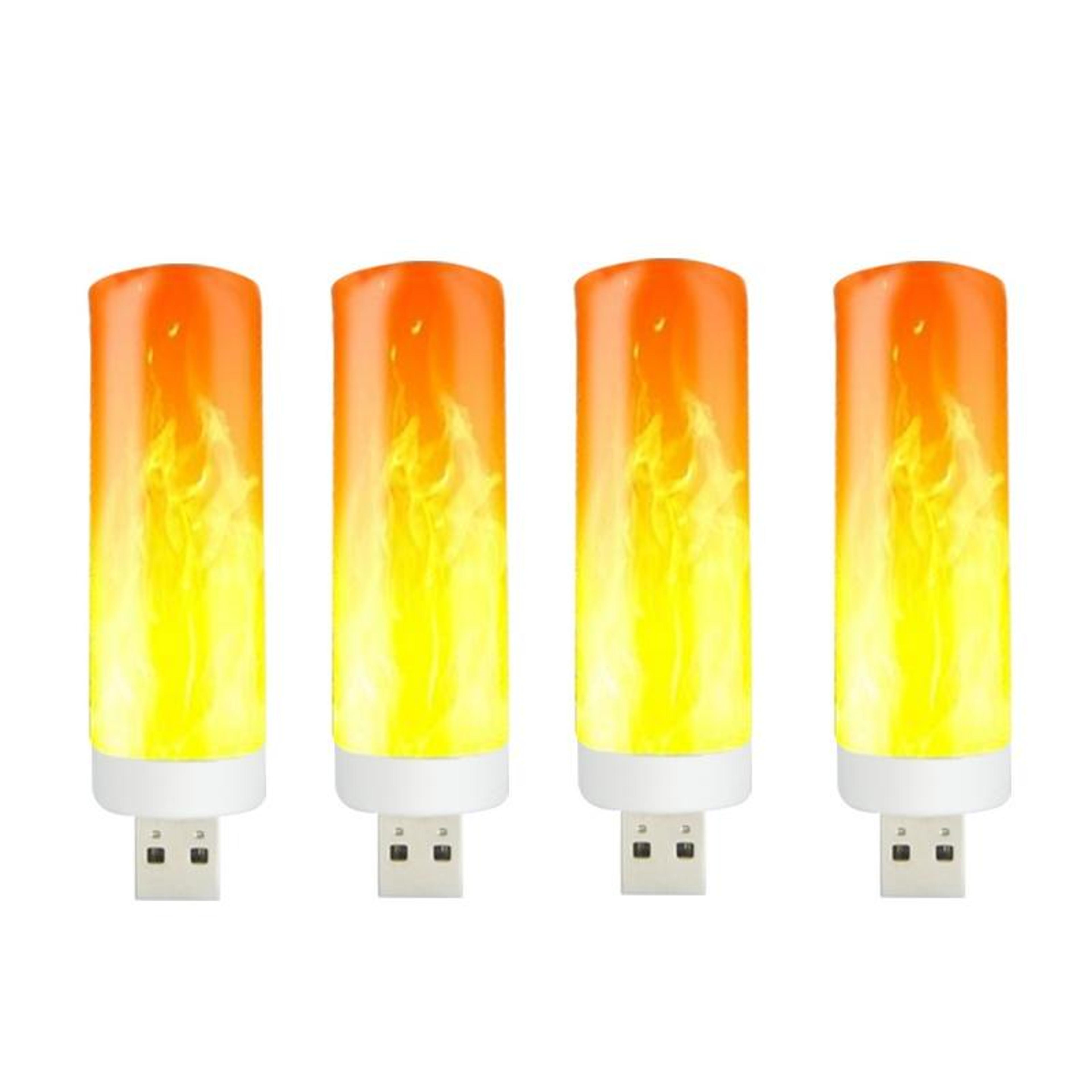 4pcs usb flame lamp with flickering led candle light for ambient decor