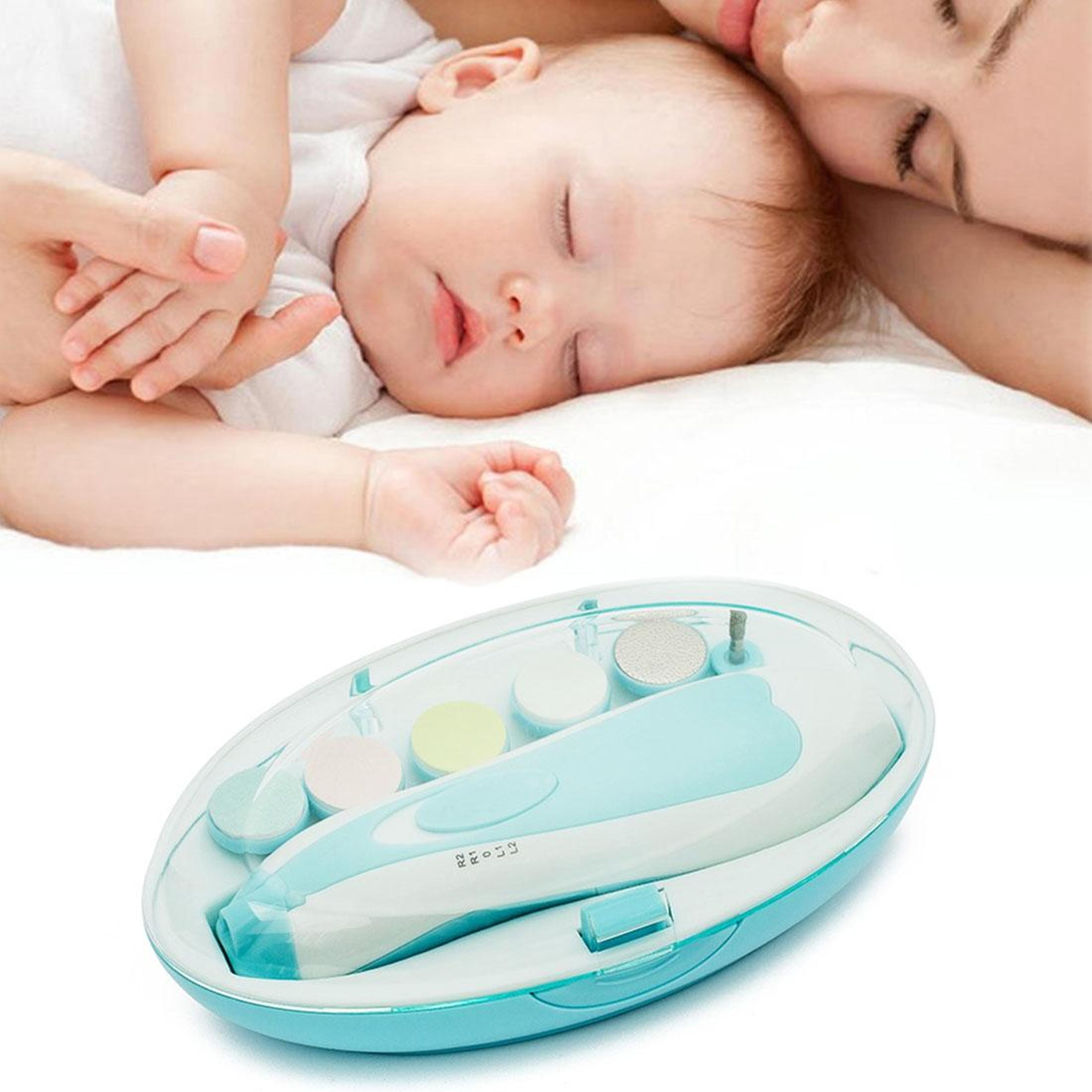 6-in-1 electric baby nail trimmer and baby nail file kit with quiet 4-speed control