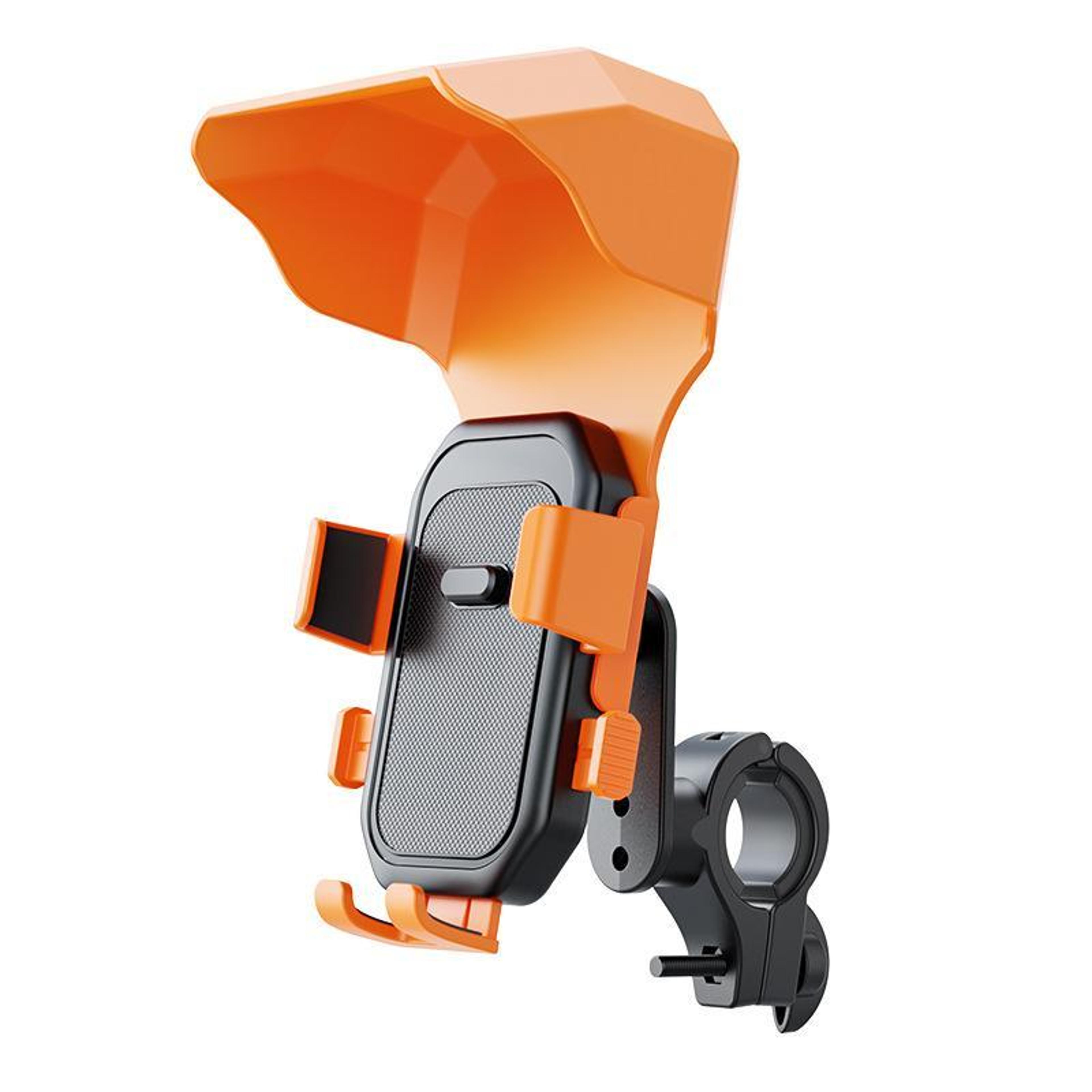 universal motorcycle phone mount with 360° rotation, quick release and weather visor