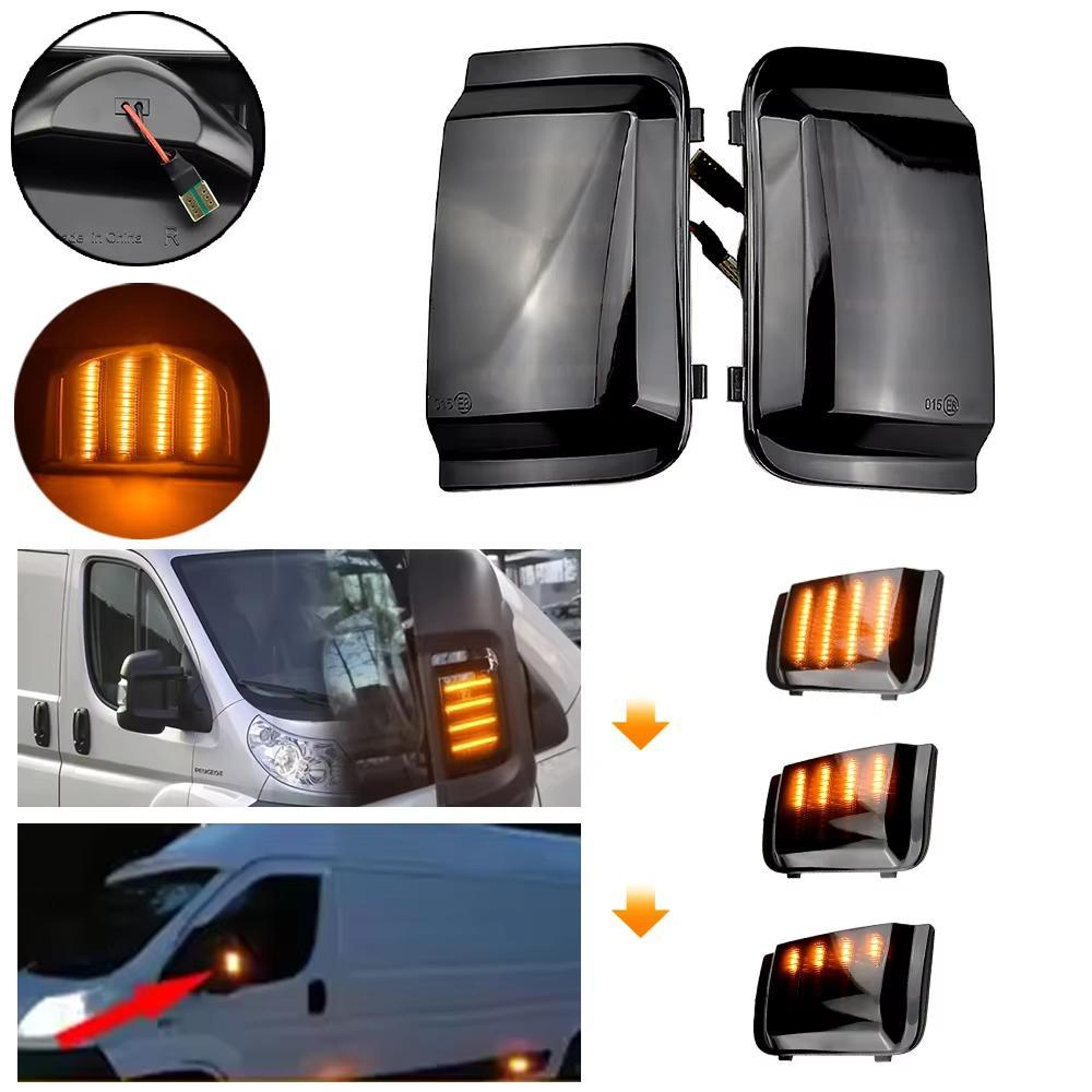 dynamic led side mirror turn signals for fiat ducato, peugeot boxer, ram promaster 2006-2019