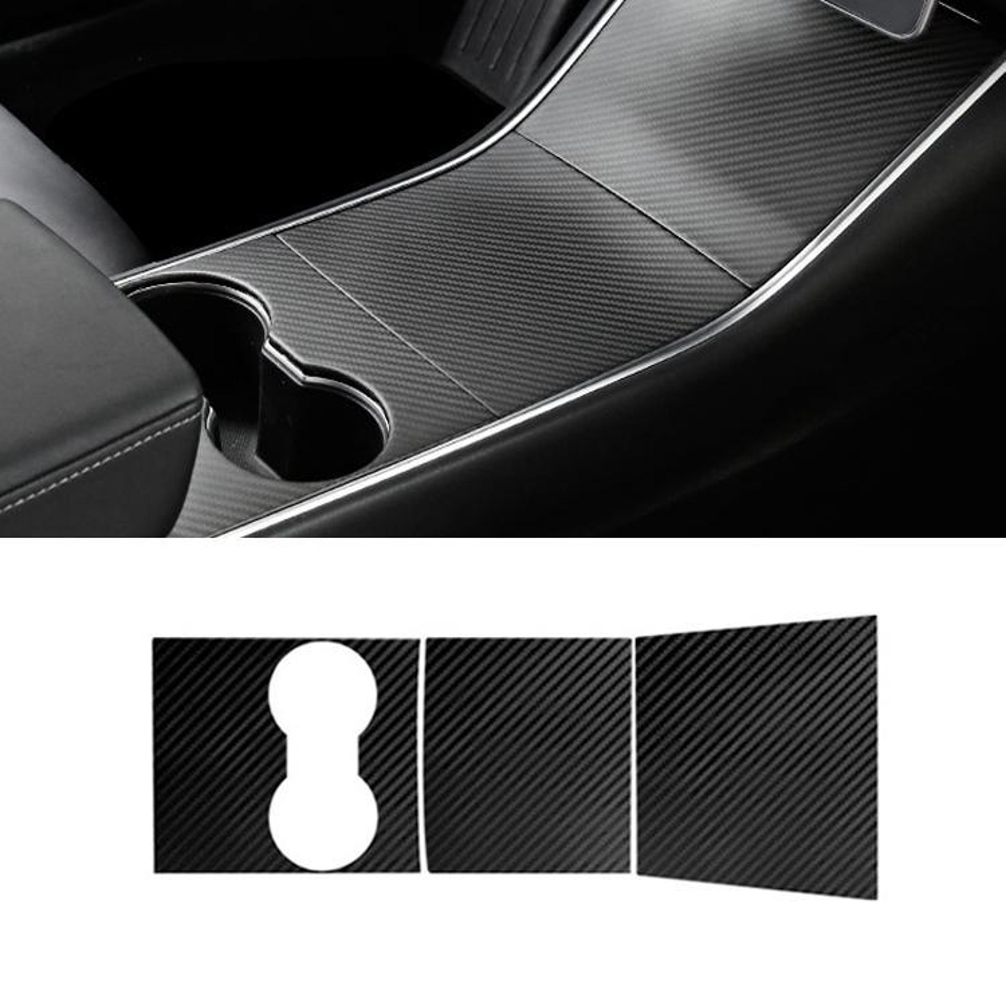 tesla model 3 center console wrap carbon fiber pvc scratch protection film pre-2021