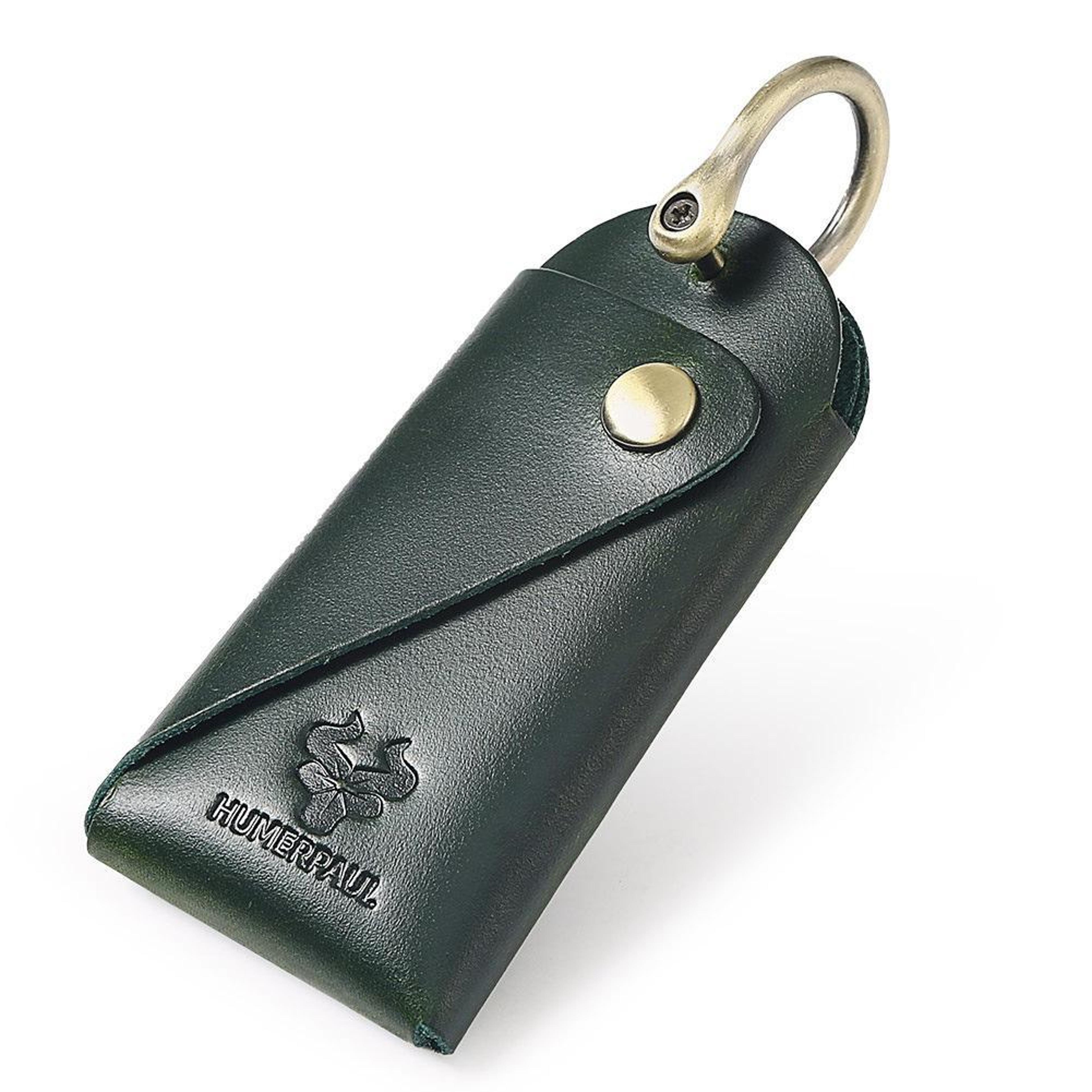 vintage leather key holder with secure d-ring belt loop keychain
