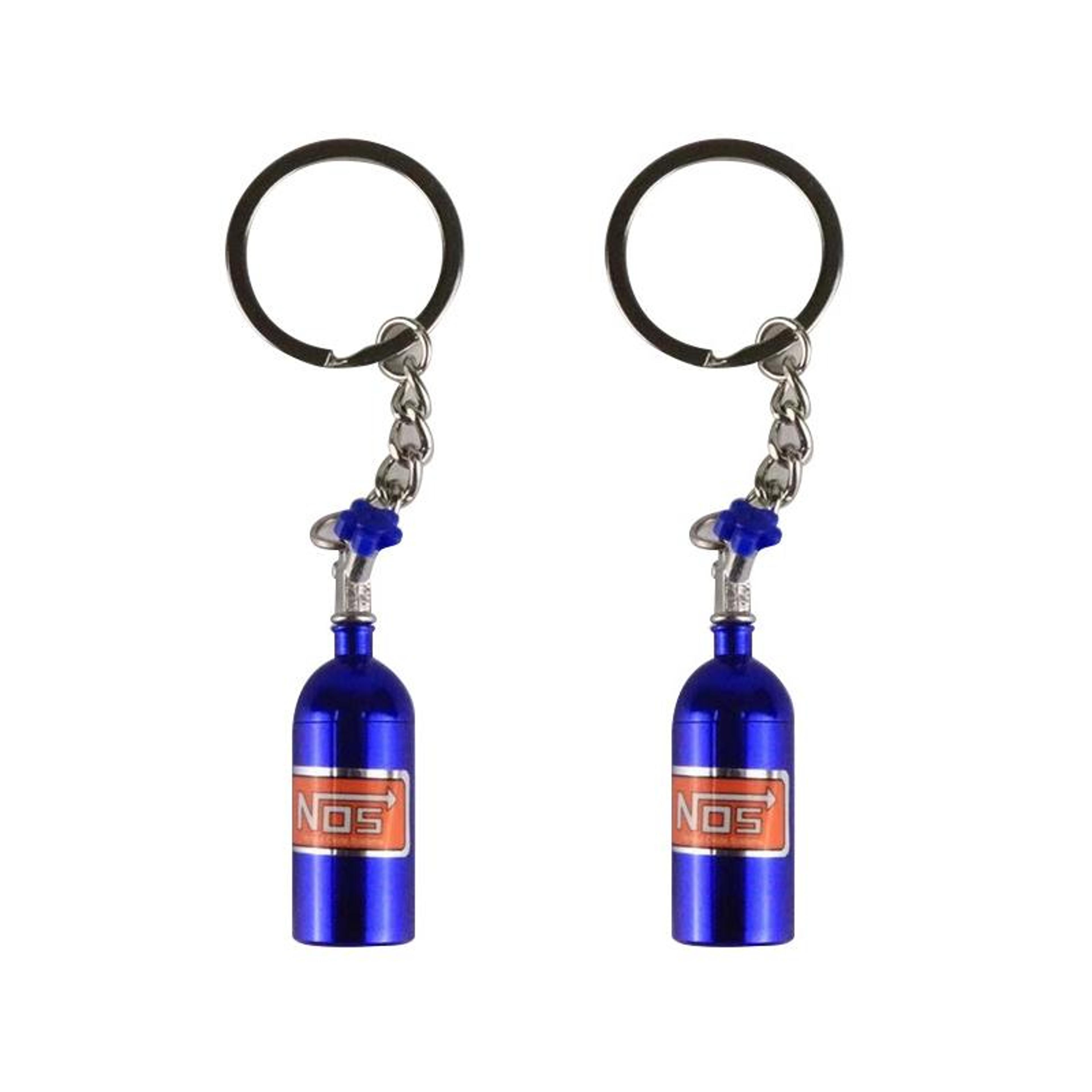 2 pcs metal car keychain stainless steel nos bottle key rings