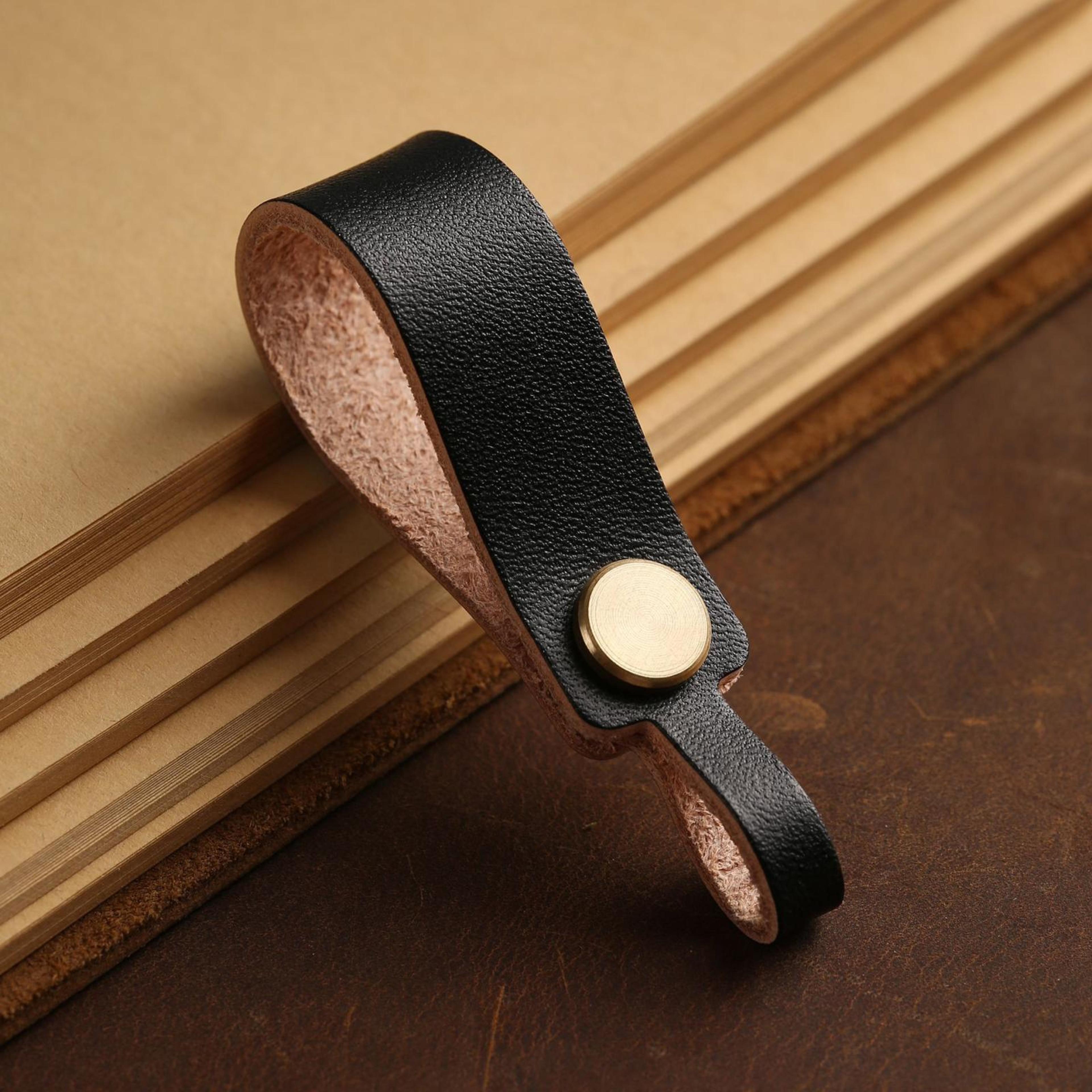 leather car keychain with handmade cowhide lanyard and brass hardware