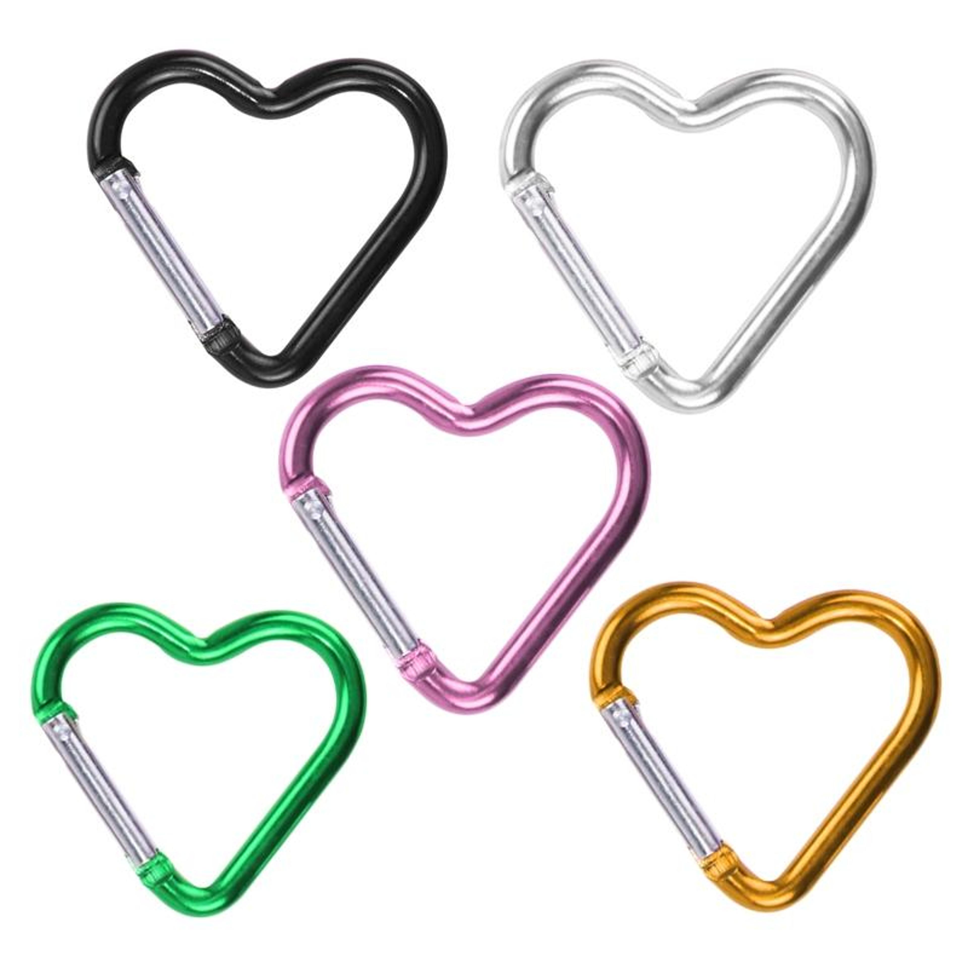 5pcs heart shaped carabiner clips lightweight aluminum backpack and water bottle hooks random color delivery