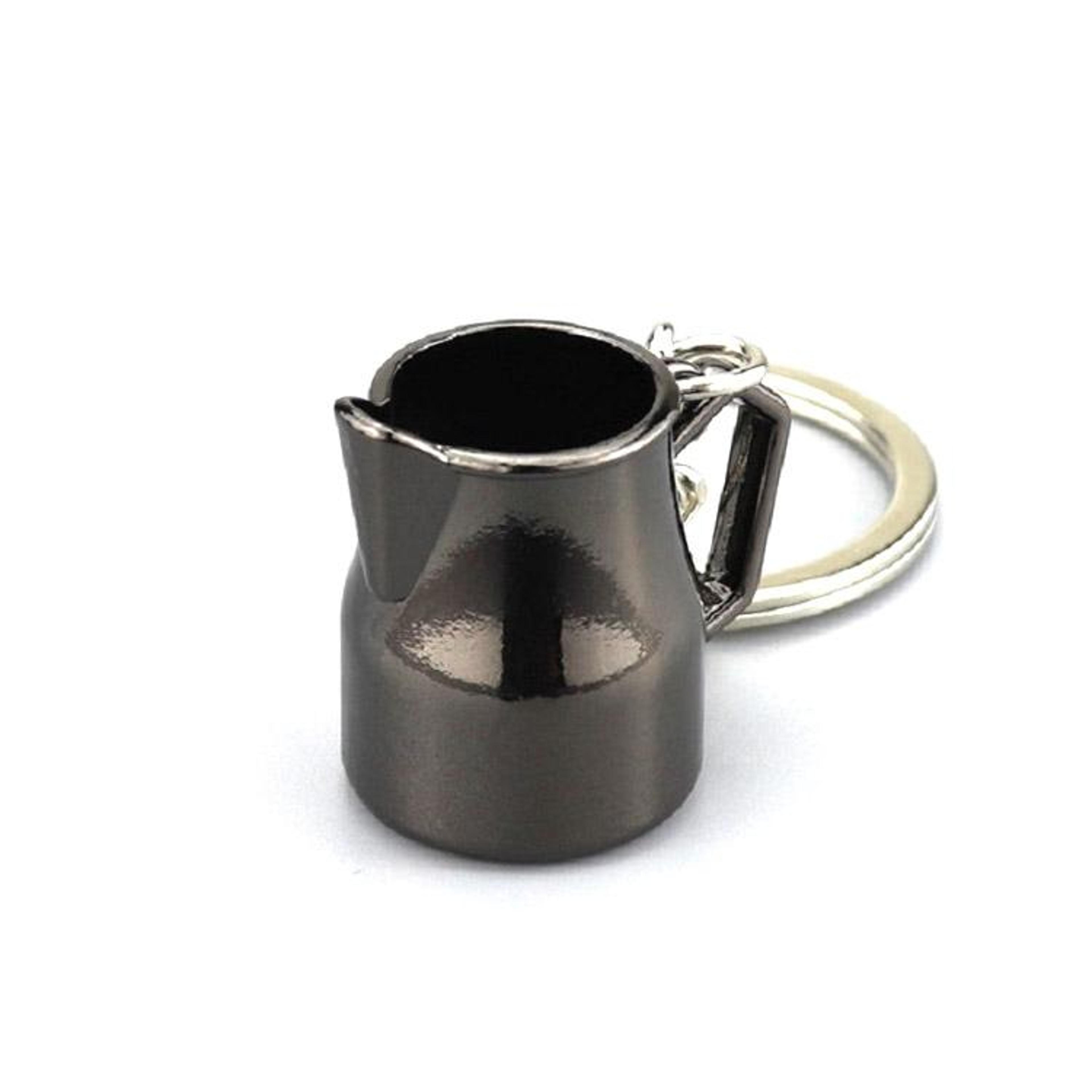 3d mini coffee pot keychain metal charm for coffee lovers and bags