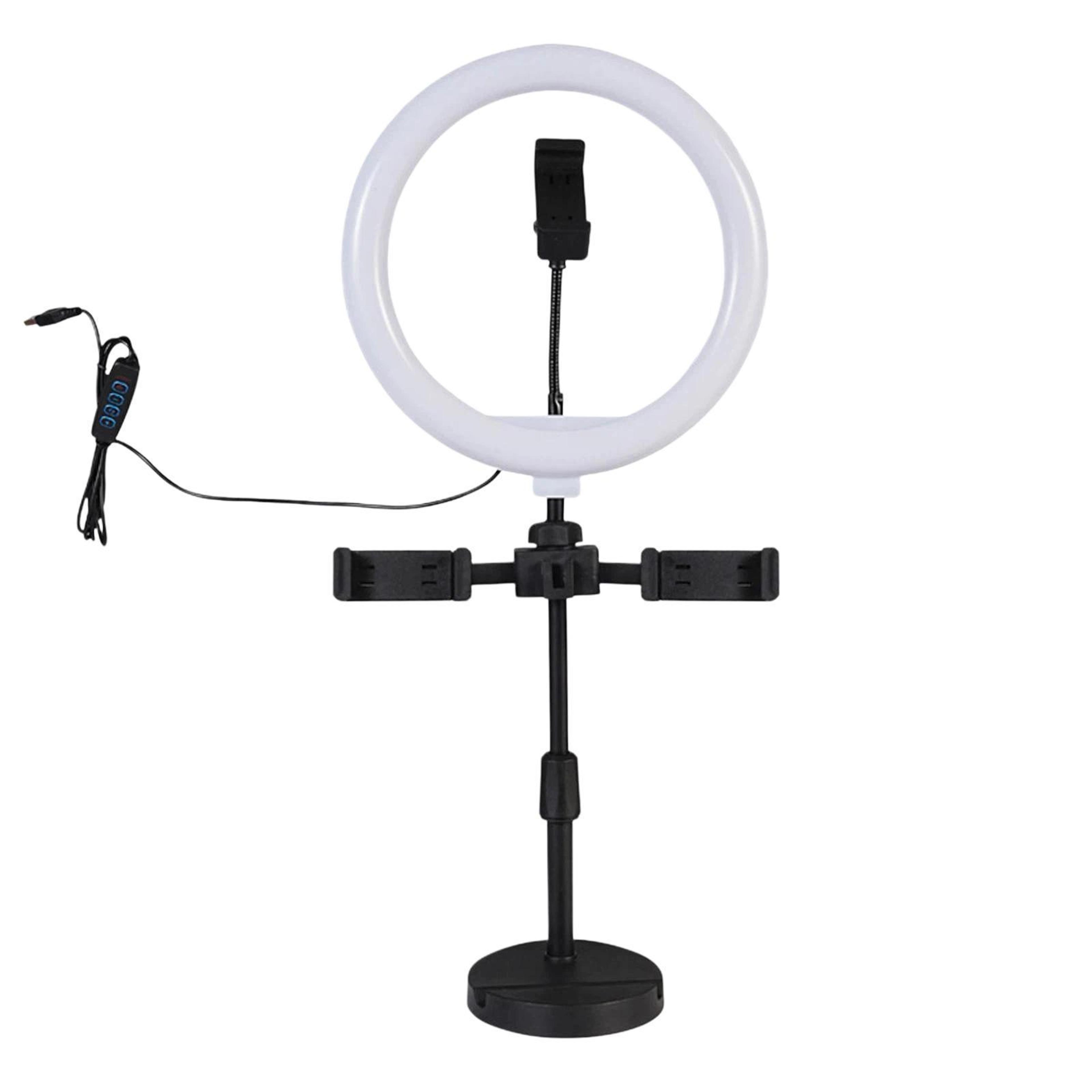 10 inch ring light with phone holder triple-mount live streaming stand