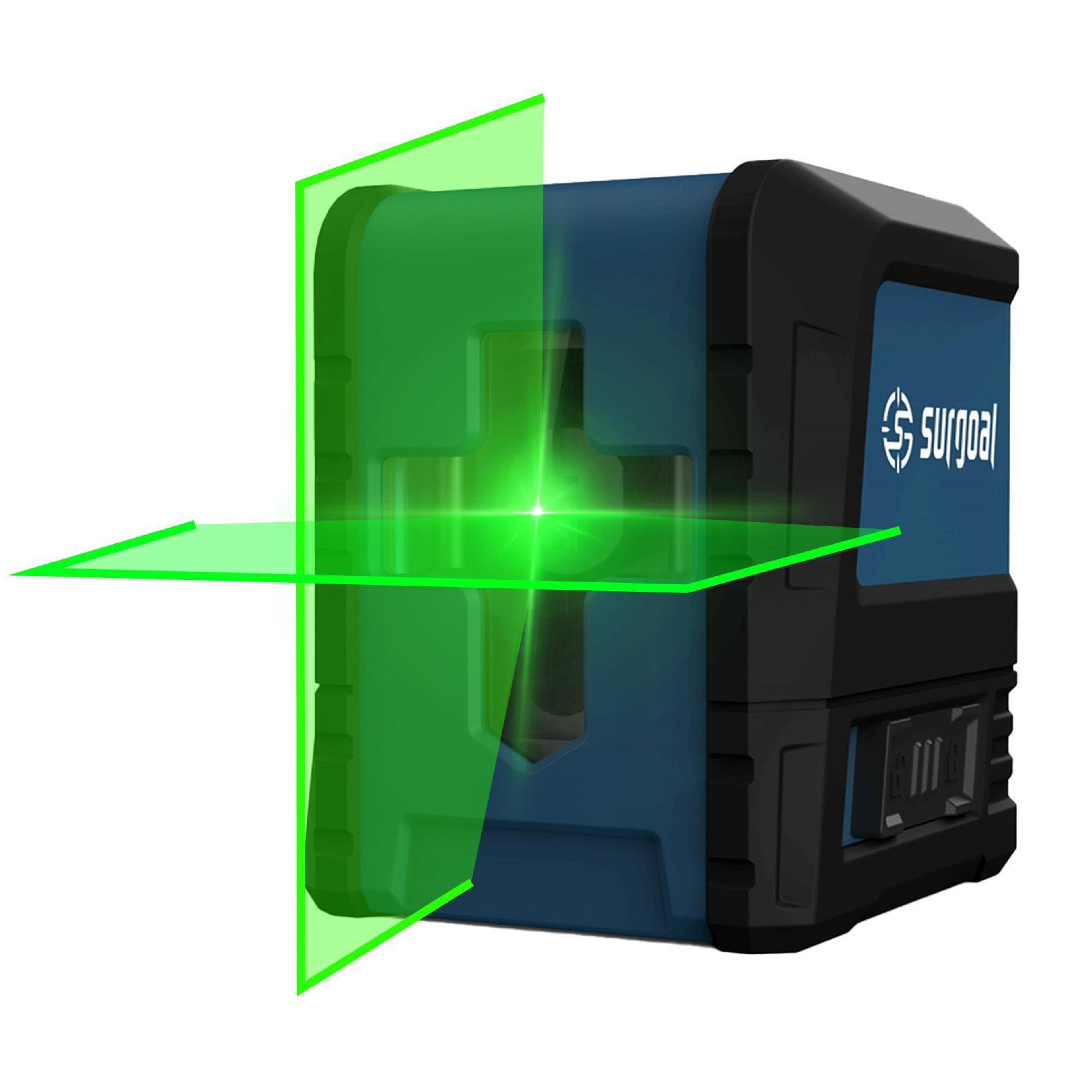 green laser level with self-leveling cross line and manual angle mode