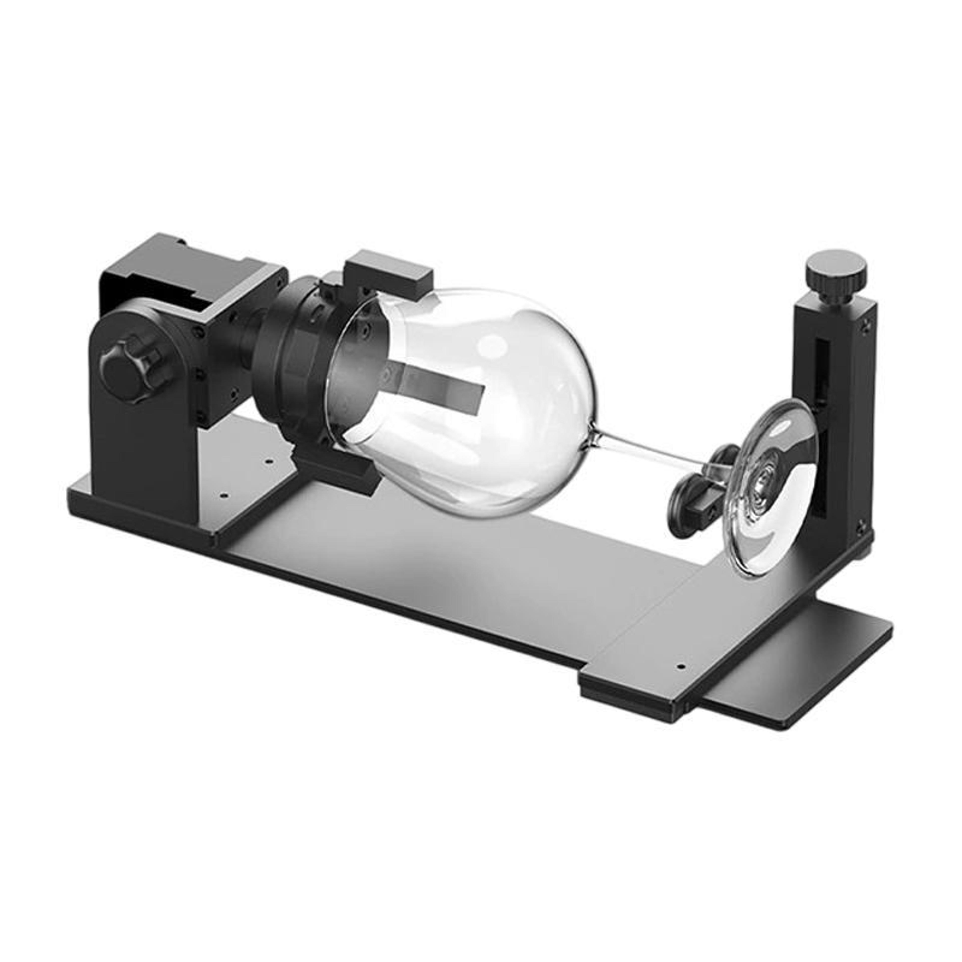 rf2 laser engraver rotary attachment with rotary chuck for rings, cups & irregular objects