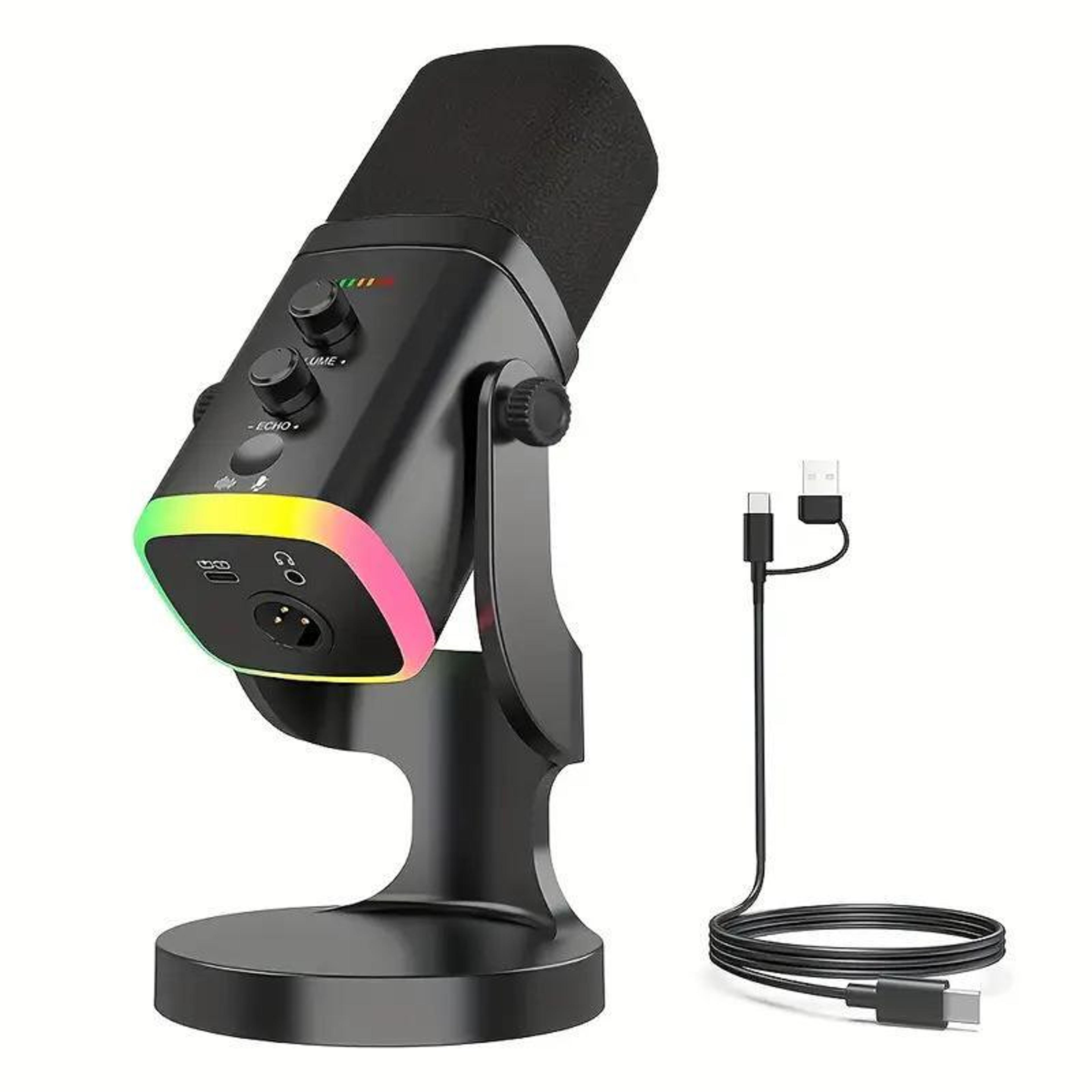 usb dynamic microphone with noise reduction, rgb lighting and xlr connectivity