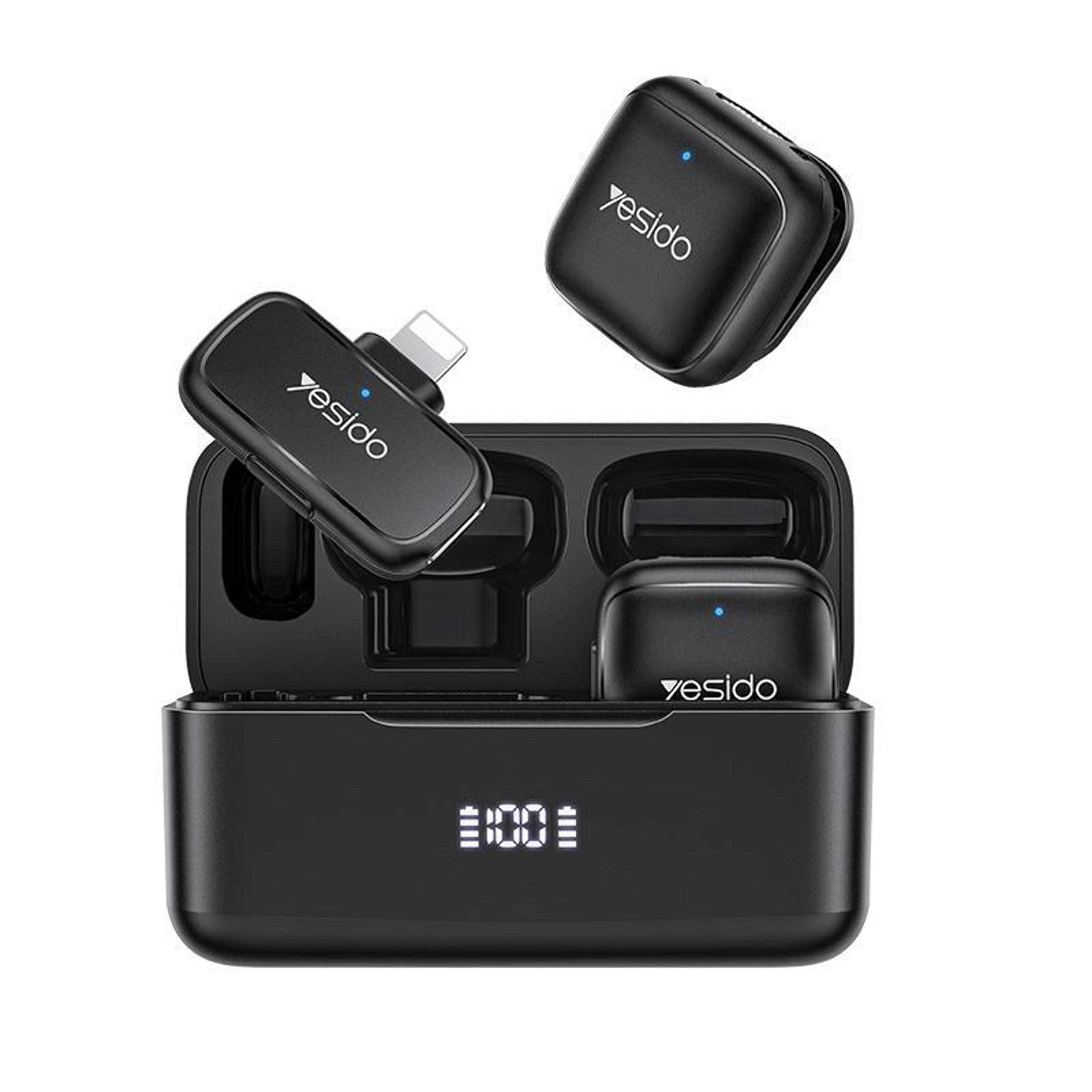 kr30 dual wireless lavalier microphone with 8 pin receiver, ai noise reduction and charging case