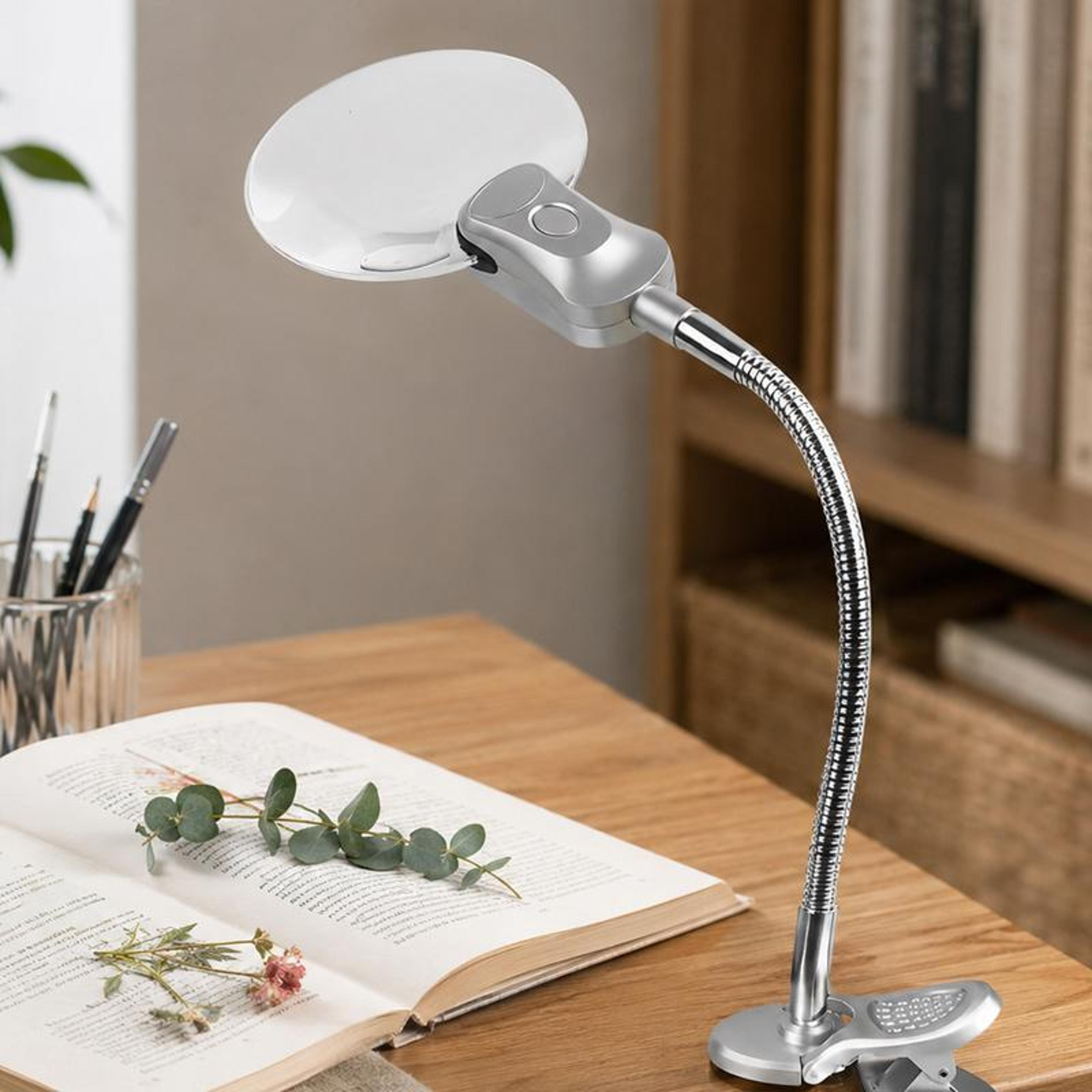 led magnifying glass with clamp flexible hands-free desk magnifier
