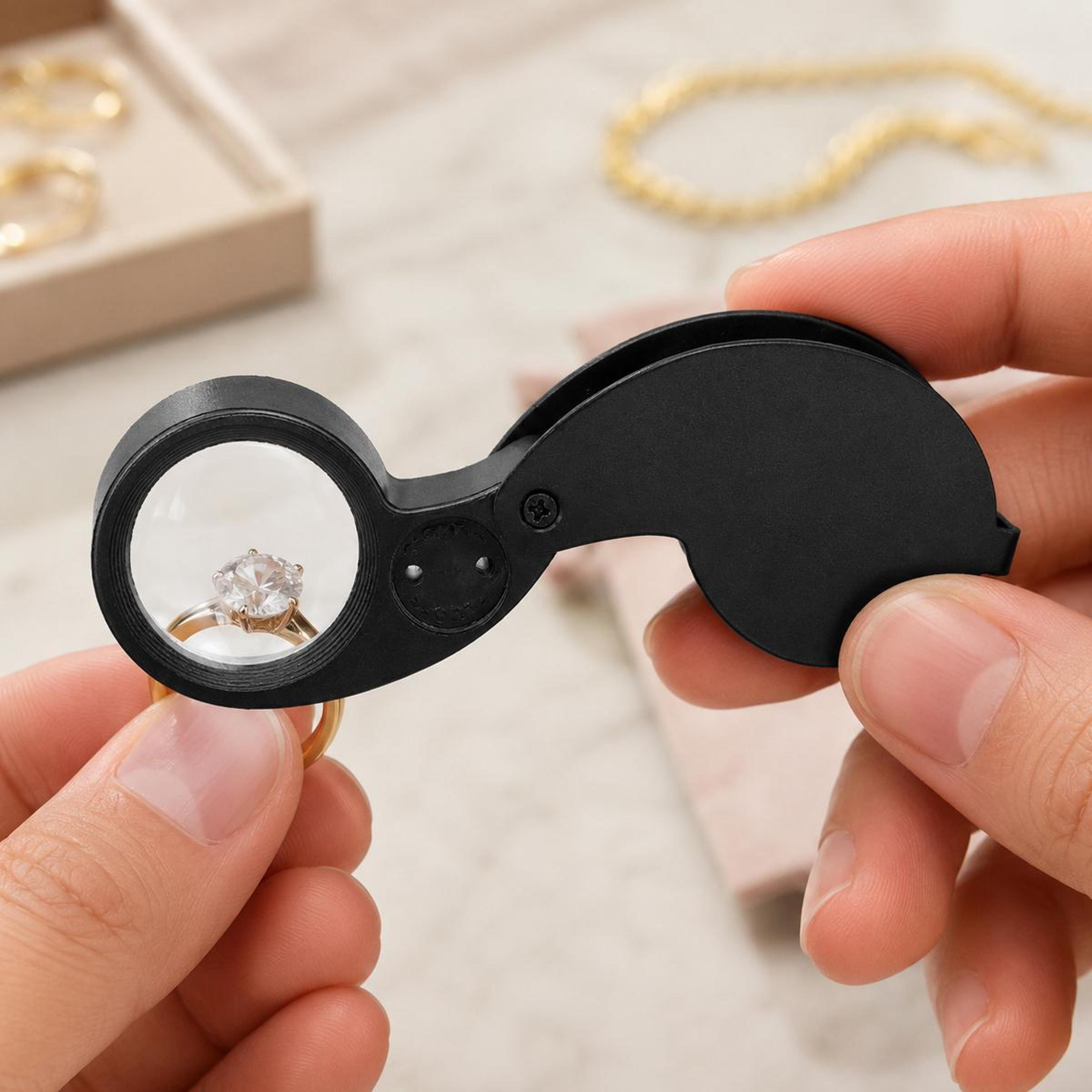40x jewelers loupe with led light, portable folding magnifier for jewelry, coins and watches