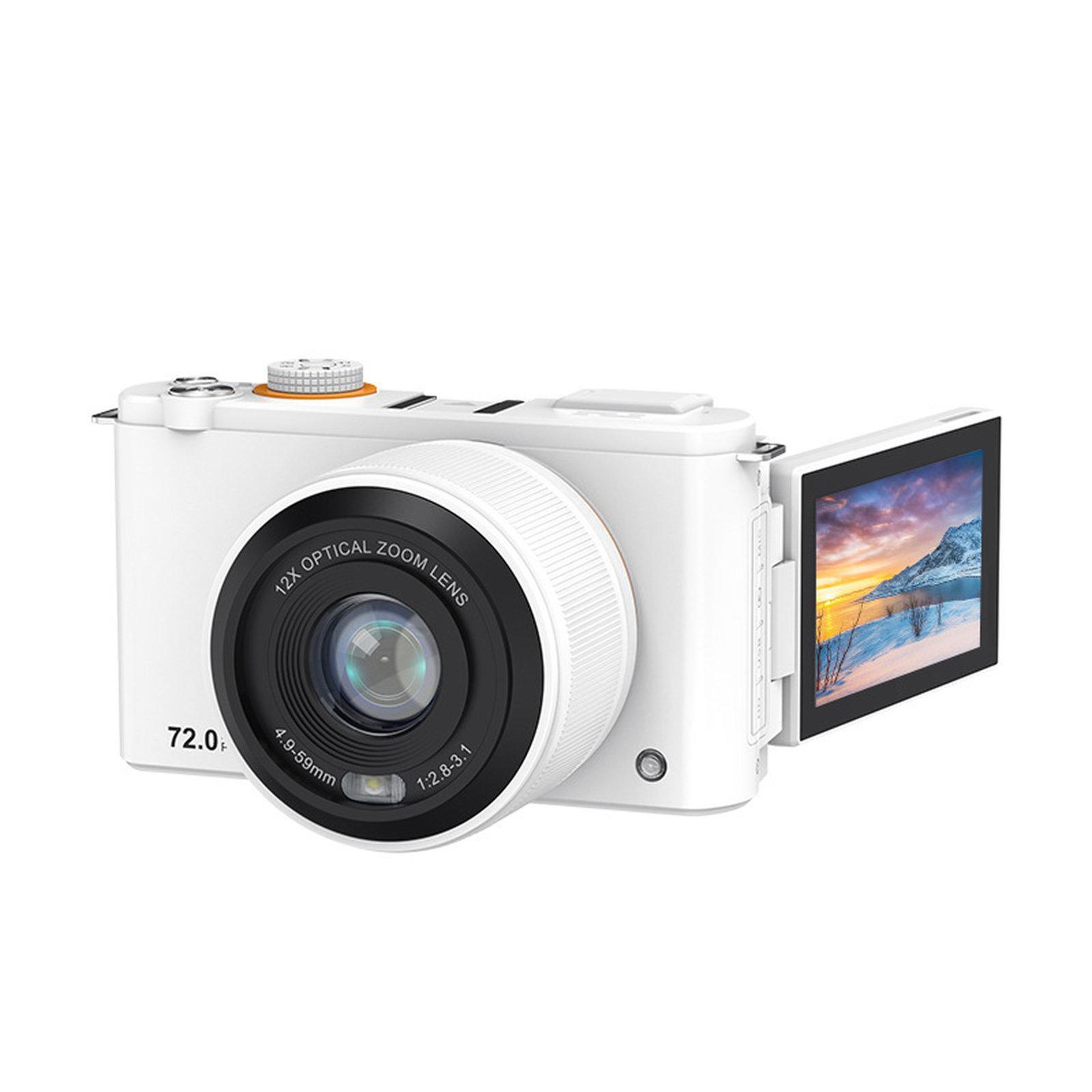 4k vlogging camera with 12x optical zoom, 72mp photos, flip screen and wifi