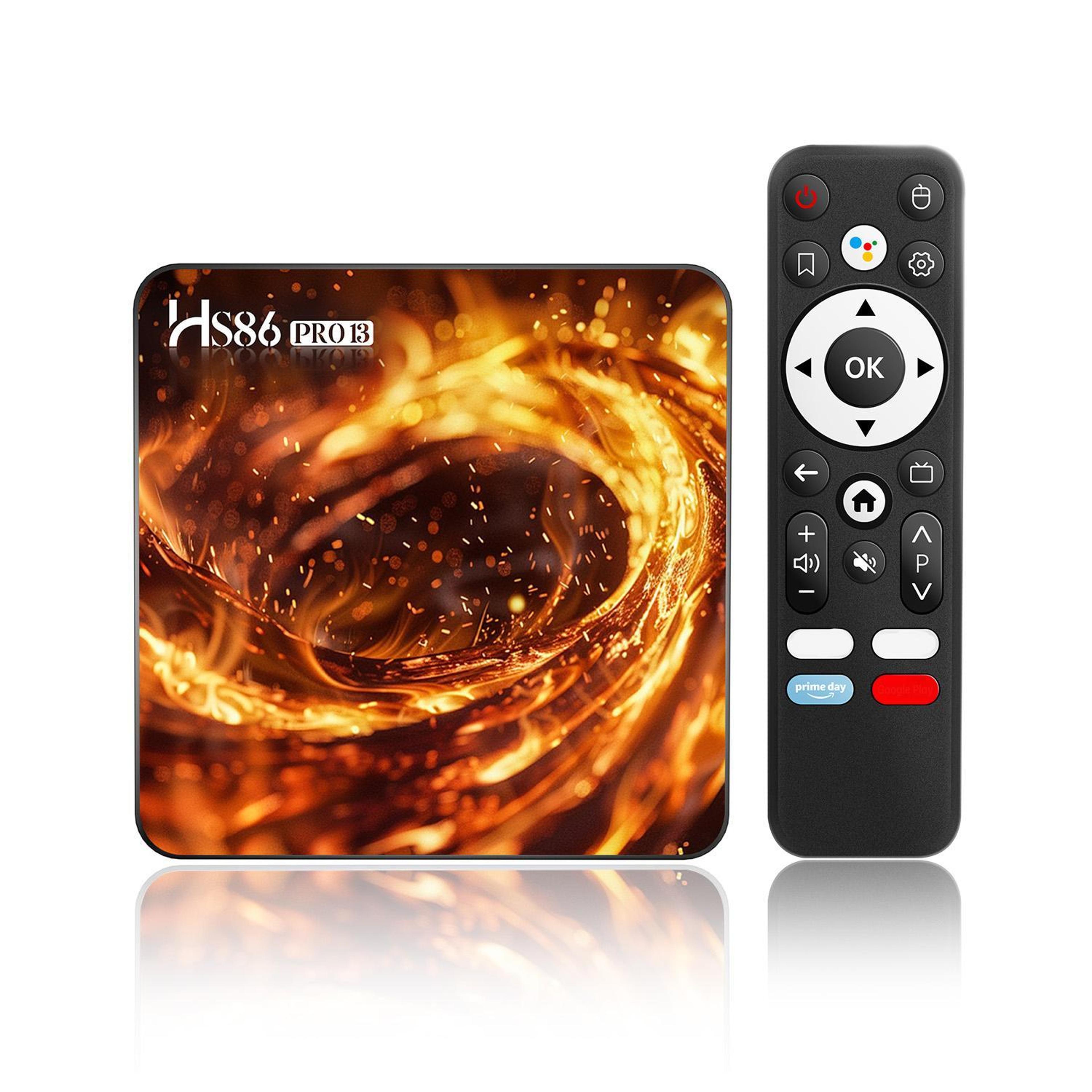 hs86 pro13 android 14 tv box with 4k streaming, wifi 6 and bluetooth 5.4