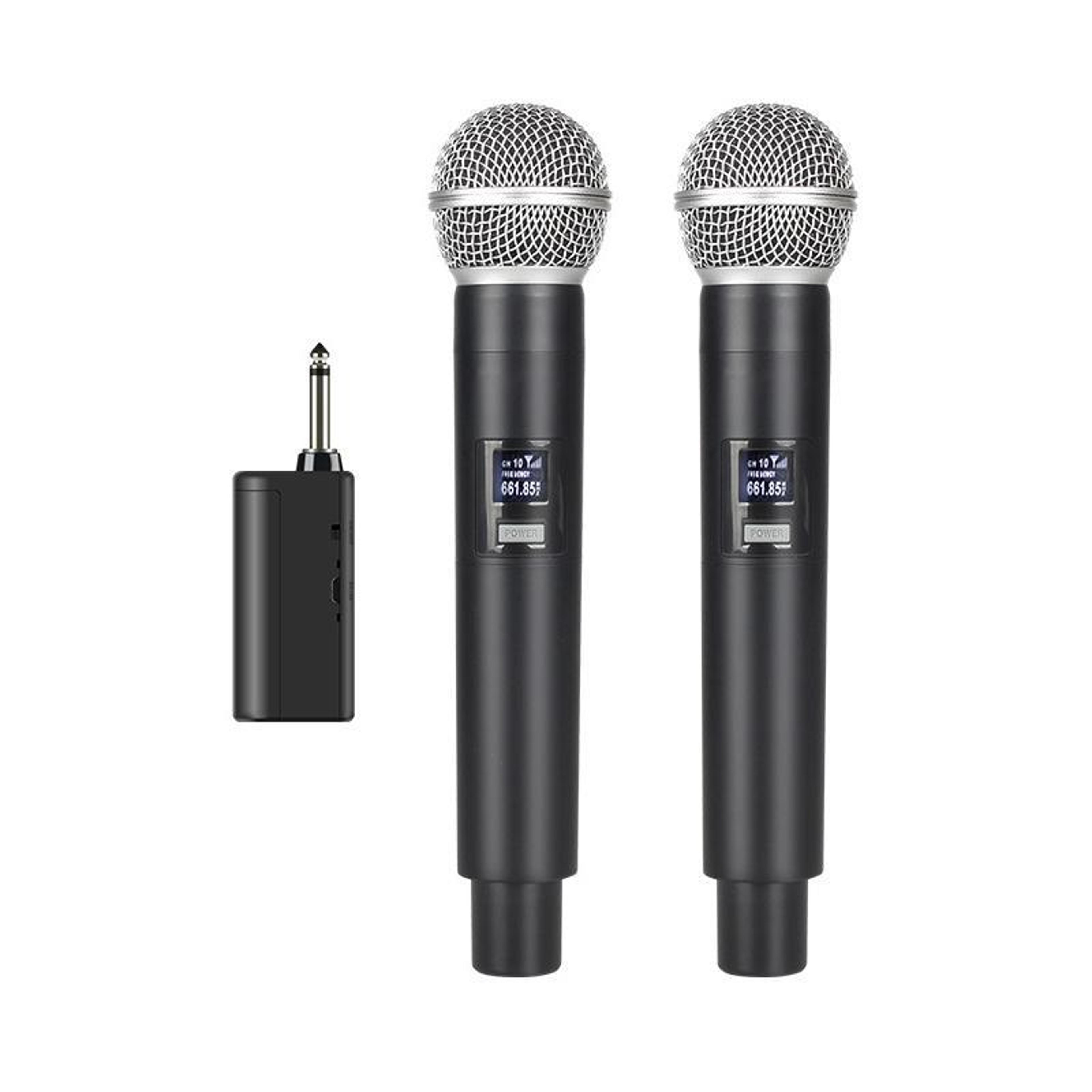 ge5 dual wireless handheld microphone set with 2.4g receiver and 50m range
