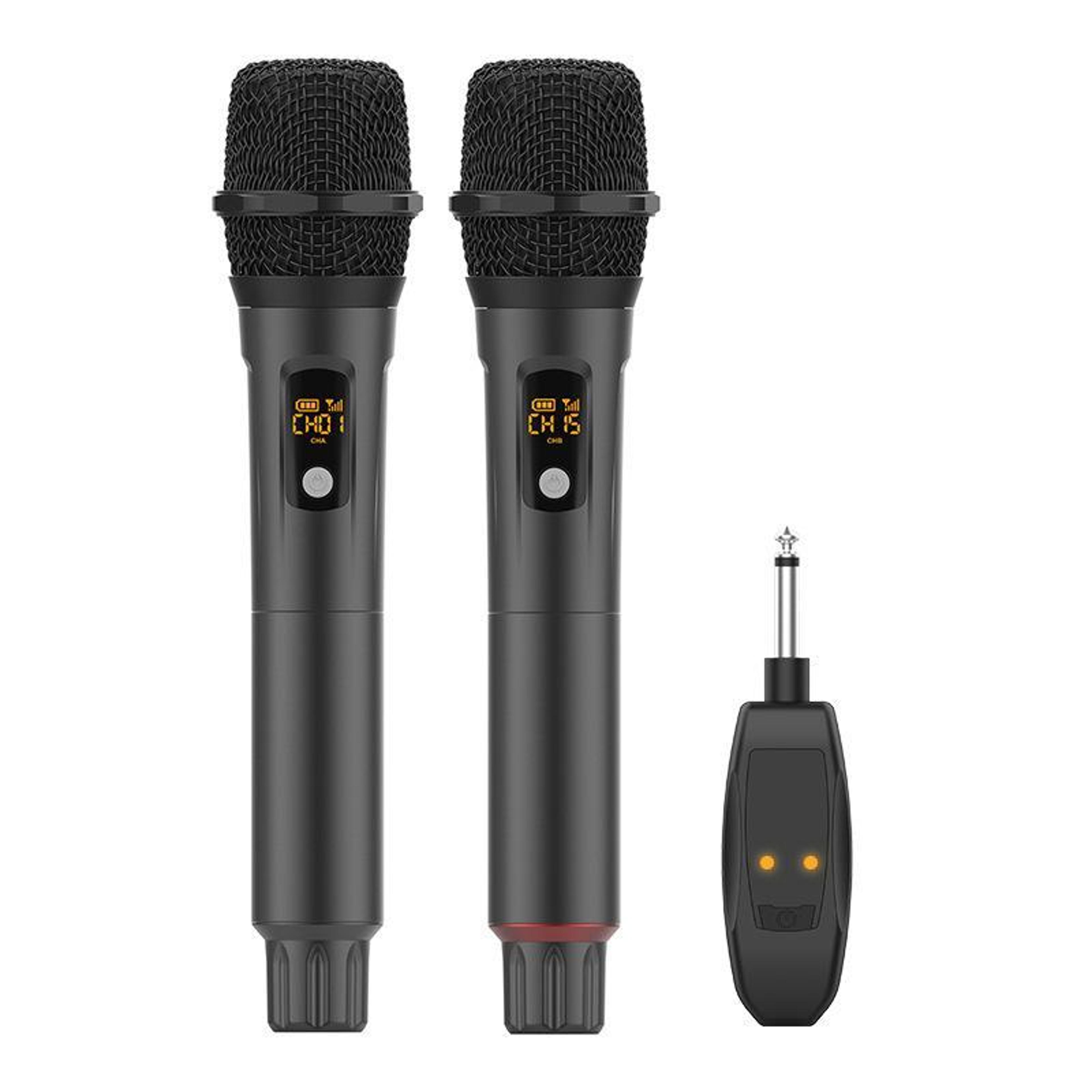 g109 dual wireless handheld microphone system with 2.4ghz anti-feedback audio