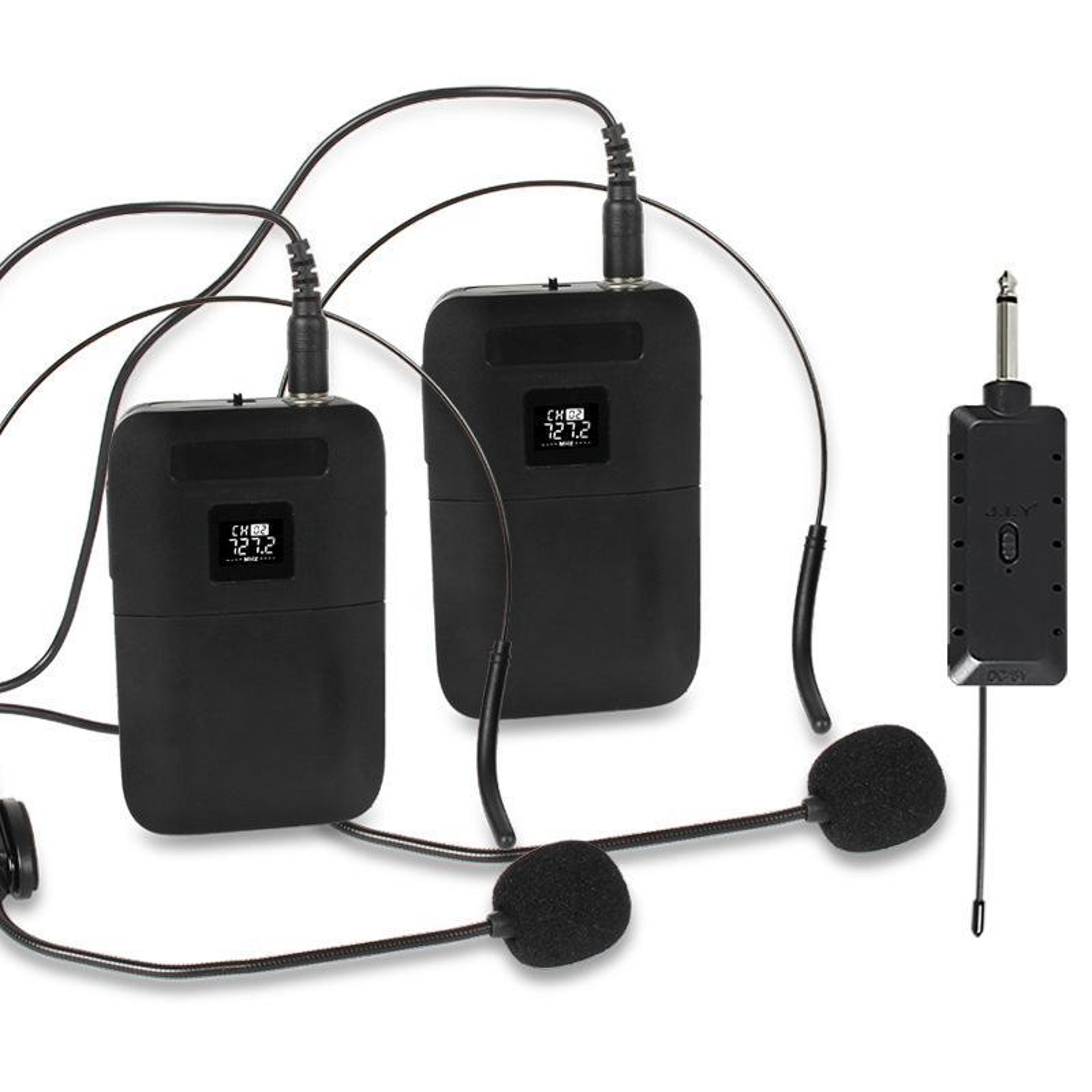 e8 vhf wireless microphone system dual channel headset mic with 50m range