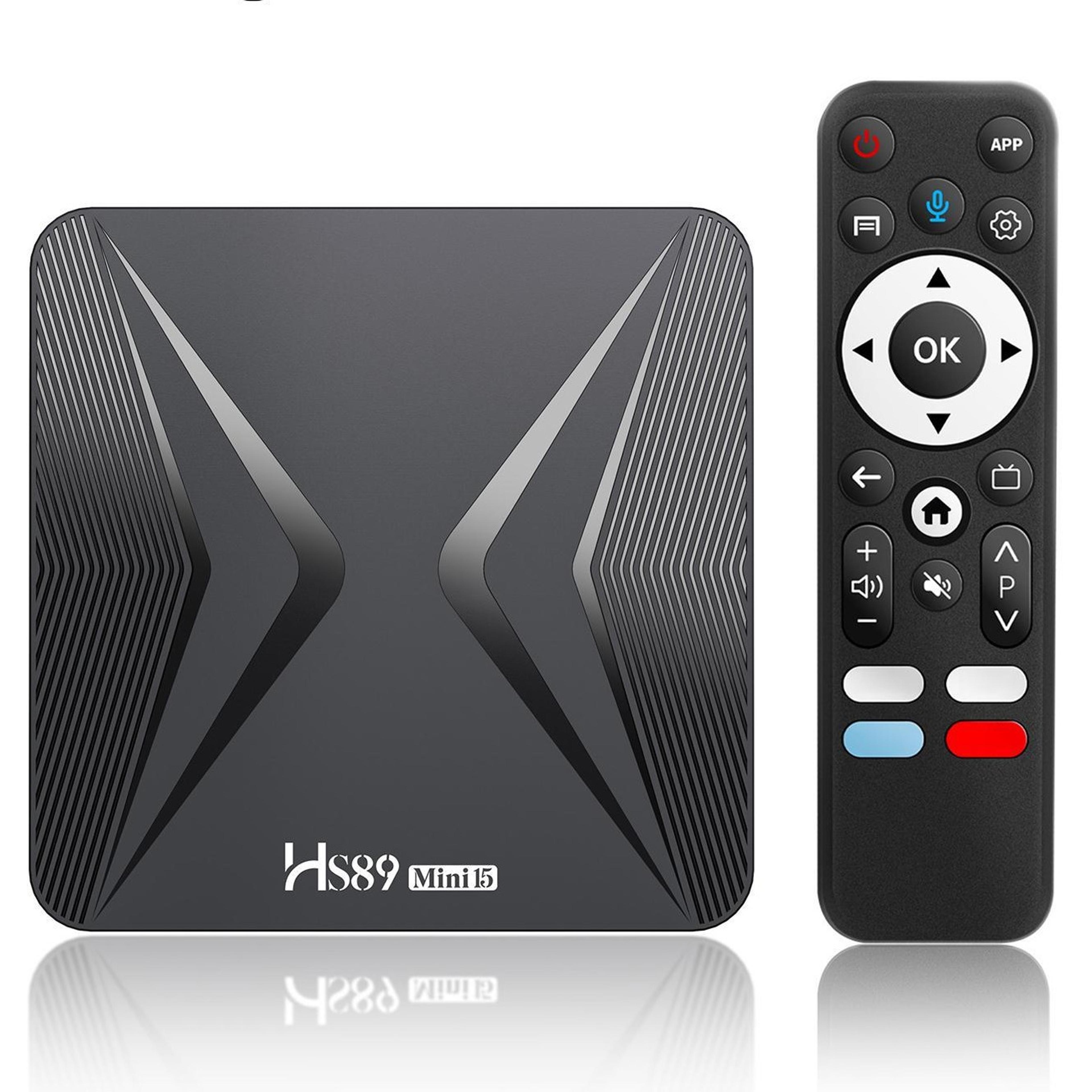 hs89 mini 15 android 14 tv box with 4k hdr streaming, wifi 6 and rk3539 quad-core processor