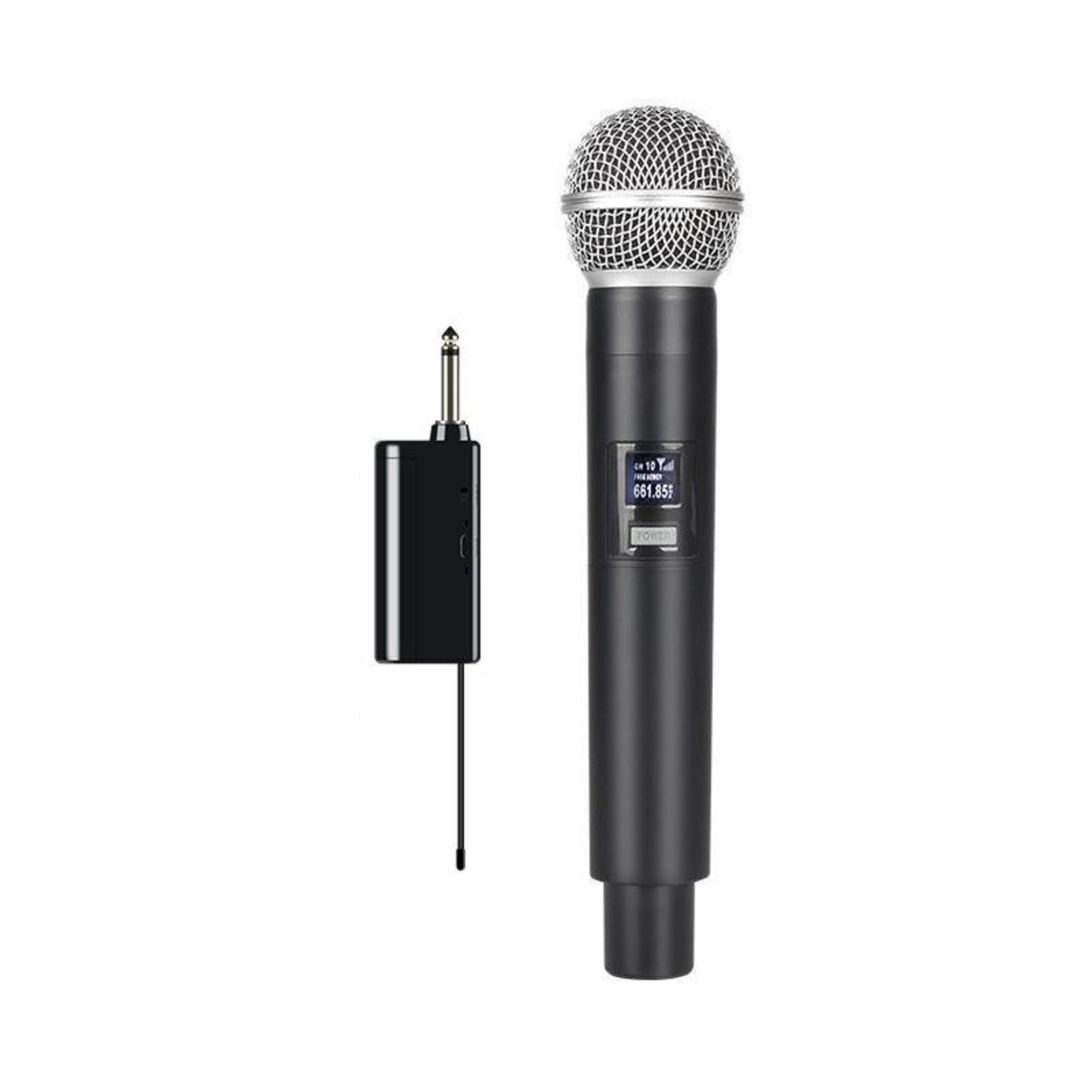 uhf wireless microphone with rechargeable receiver and 50m range