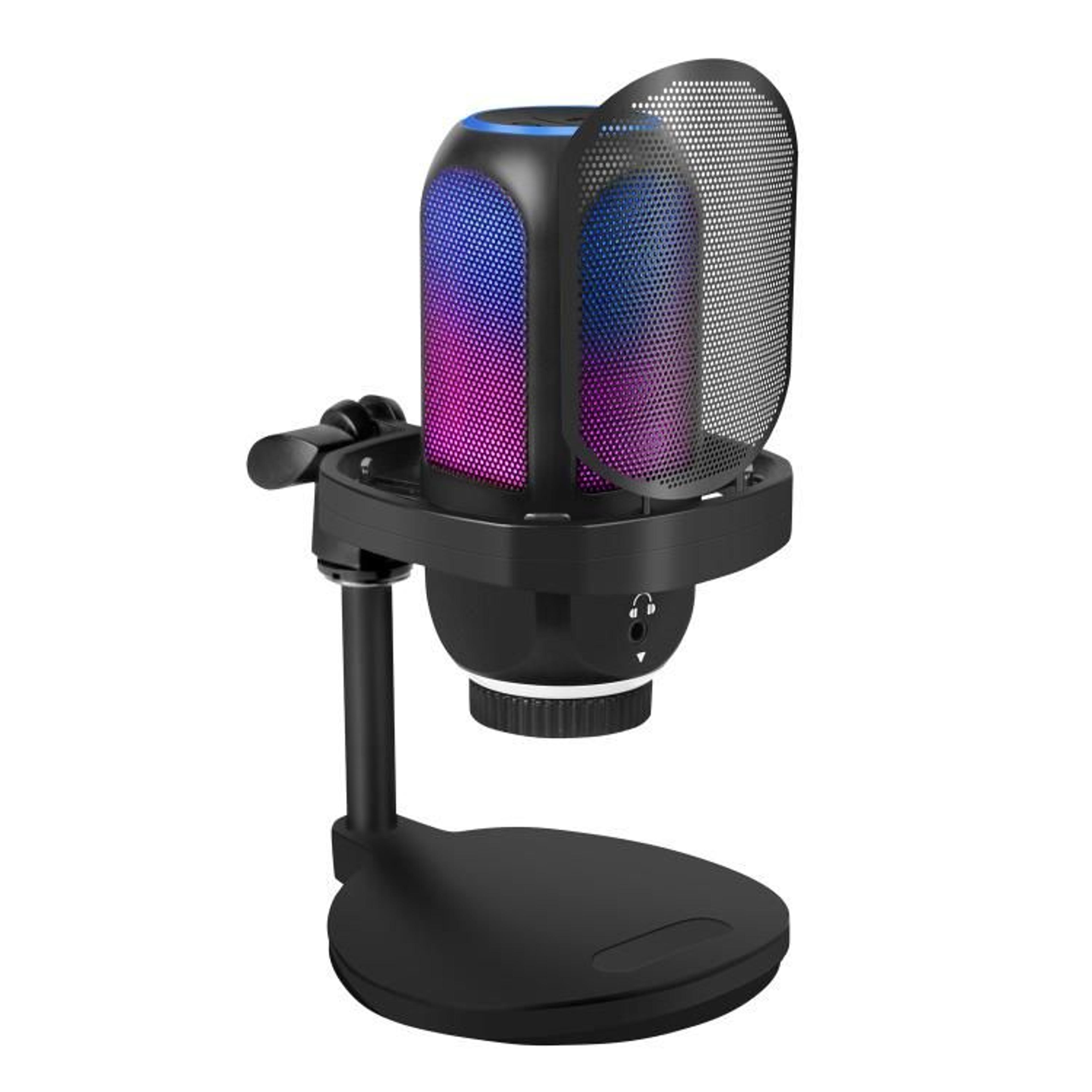 ai noise reduction usb condenser microphone with rgb lighting and adjustable boom arm