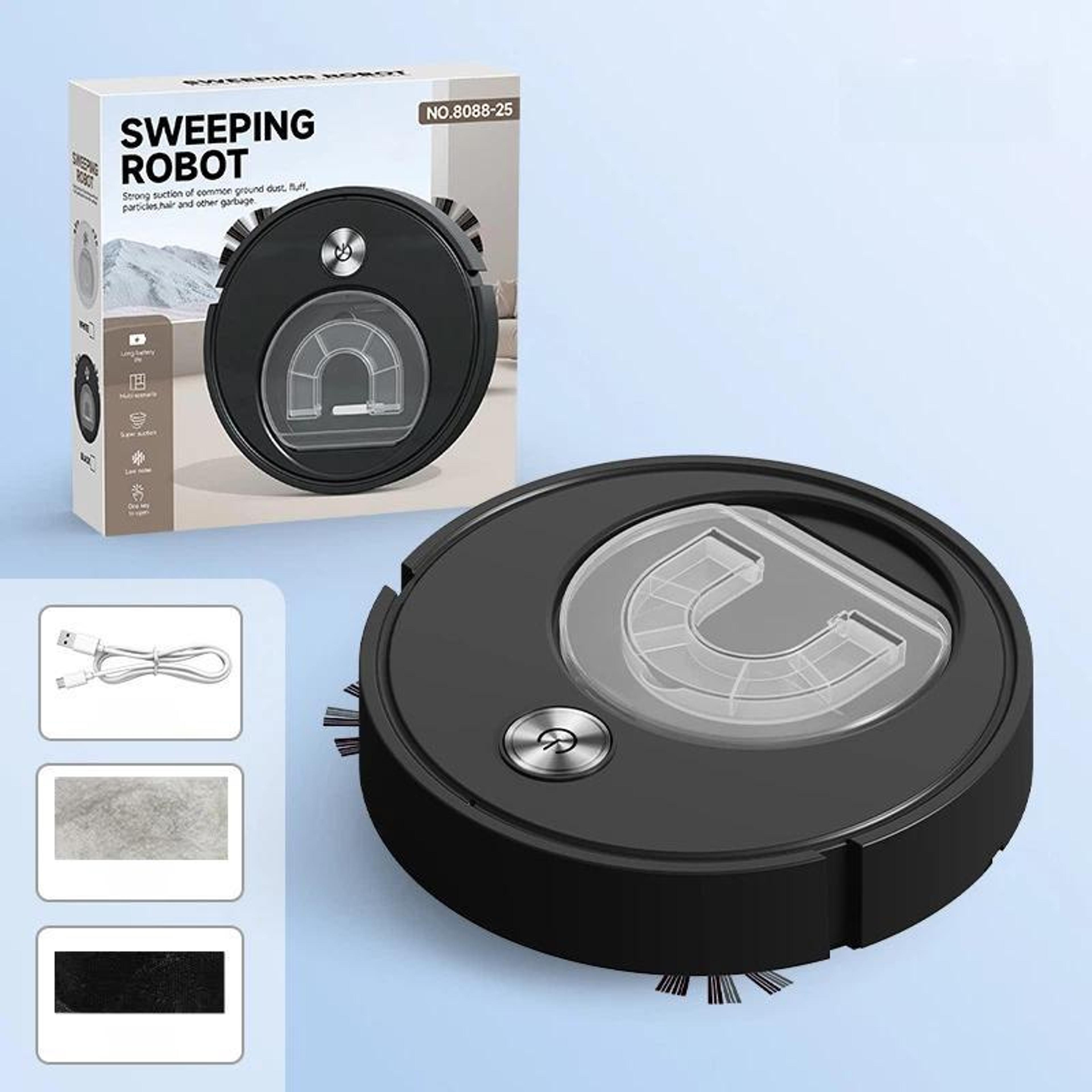 3-in-1 robot vacuum and mop for hard floors with ultra-slim design and transparent dustbin