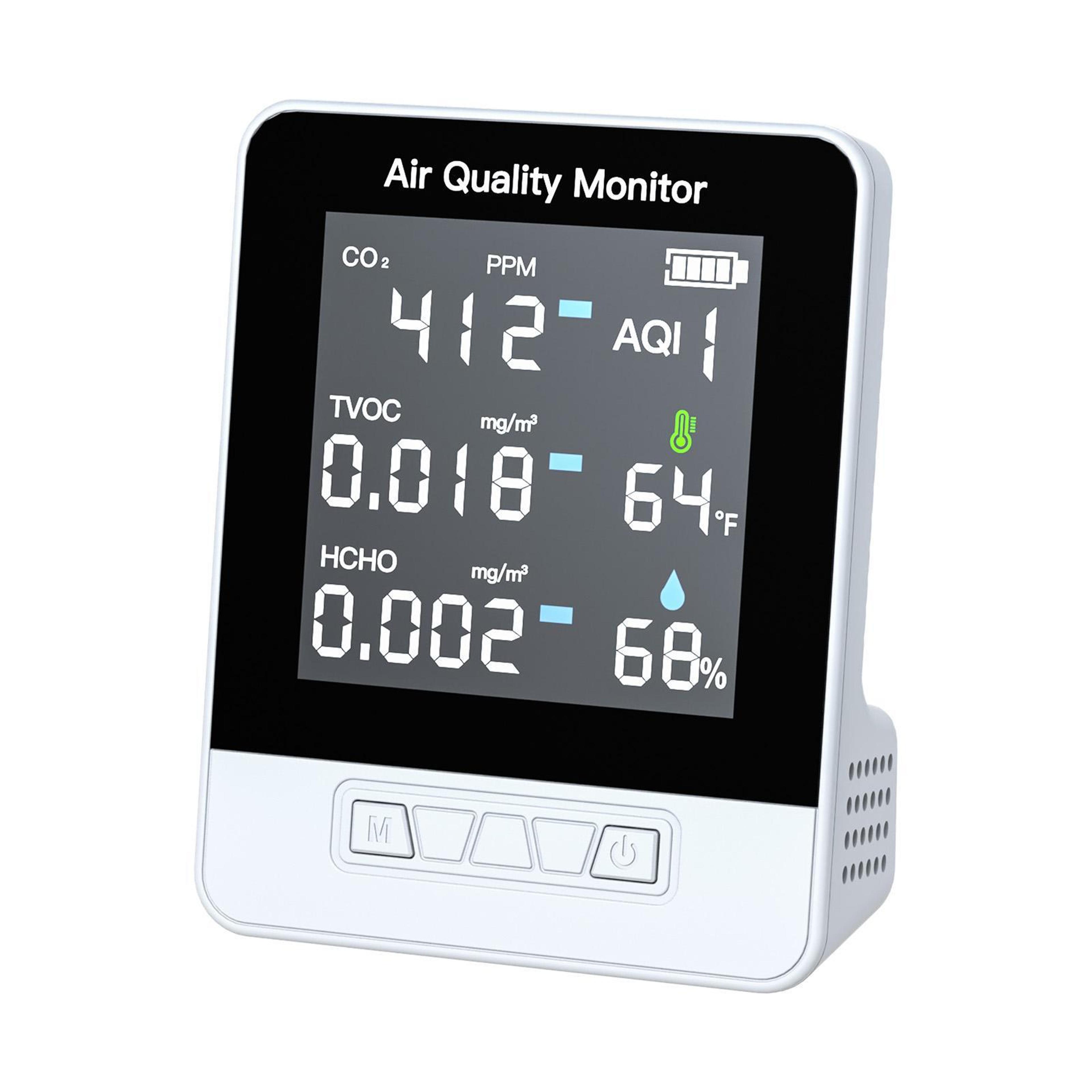 6-in-1 air quality monitor with co2 monitor, temperature & humidity