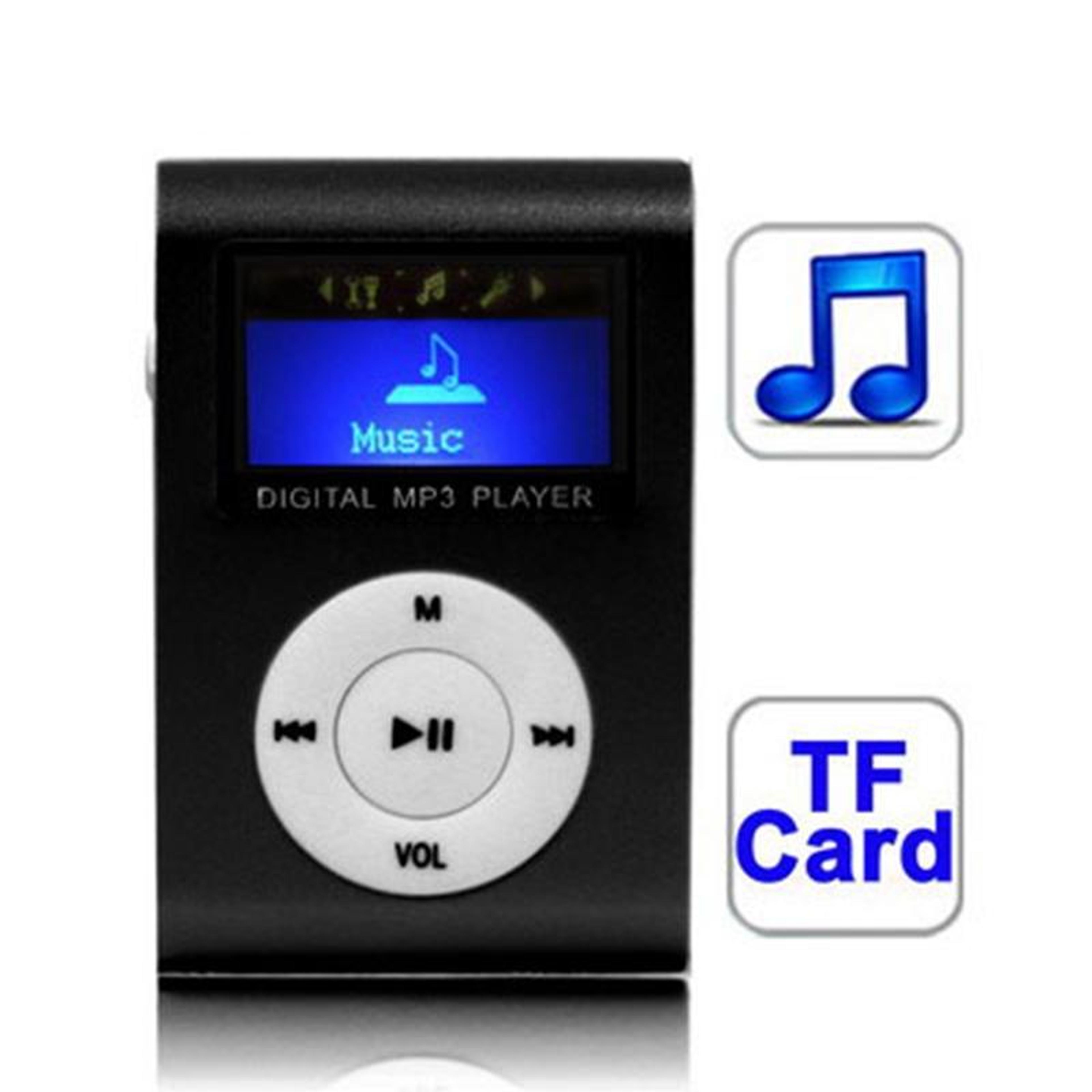clip-on portable mp3 player with lcd screen and micro sd card slot