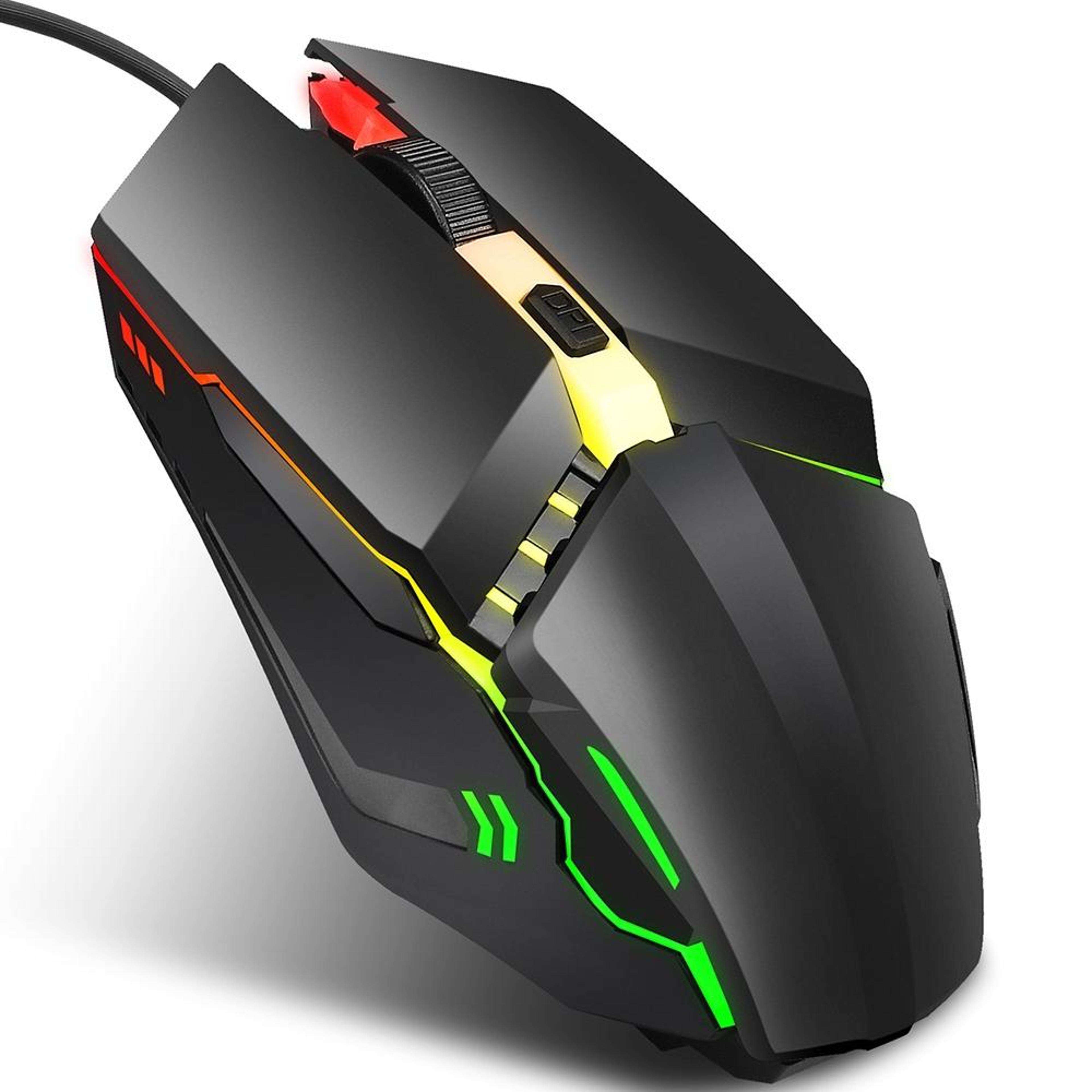 wired gaming mouse with 1600 dpi, 4 keys and colorful led lighting