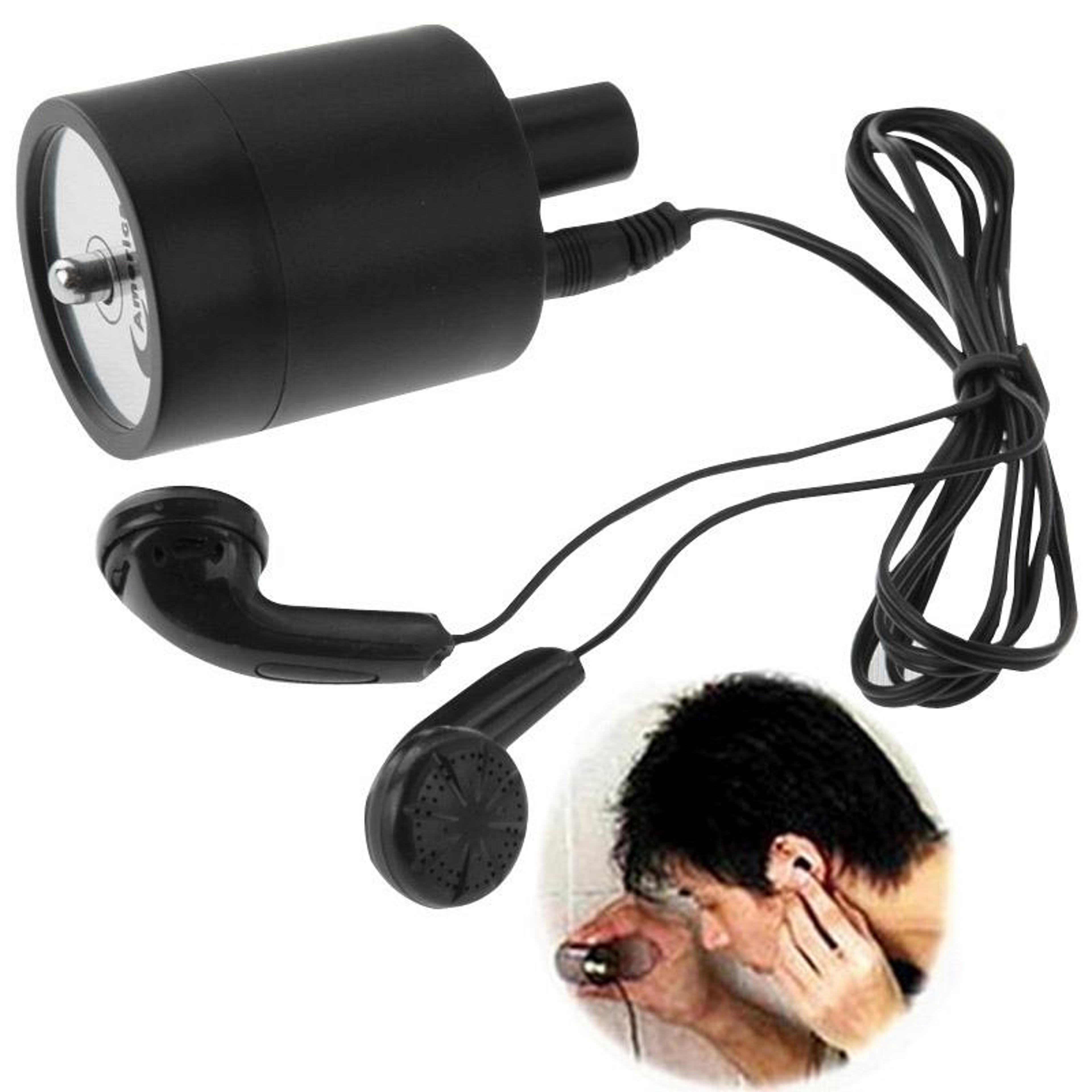 high-sensitivity wall listening device with sound amplifier, earphones and audio output