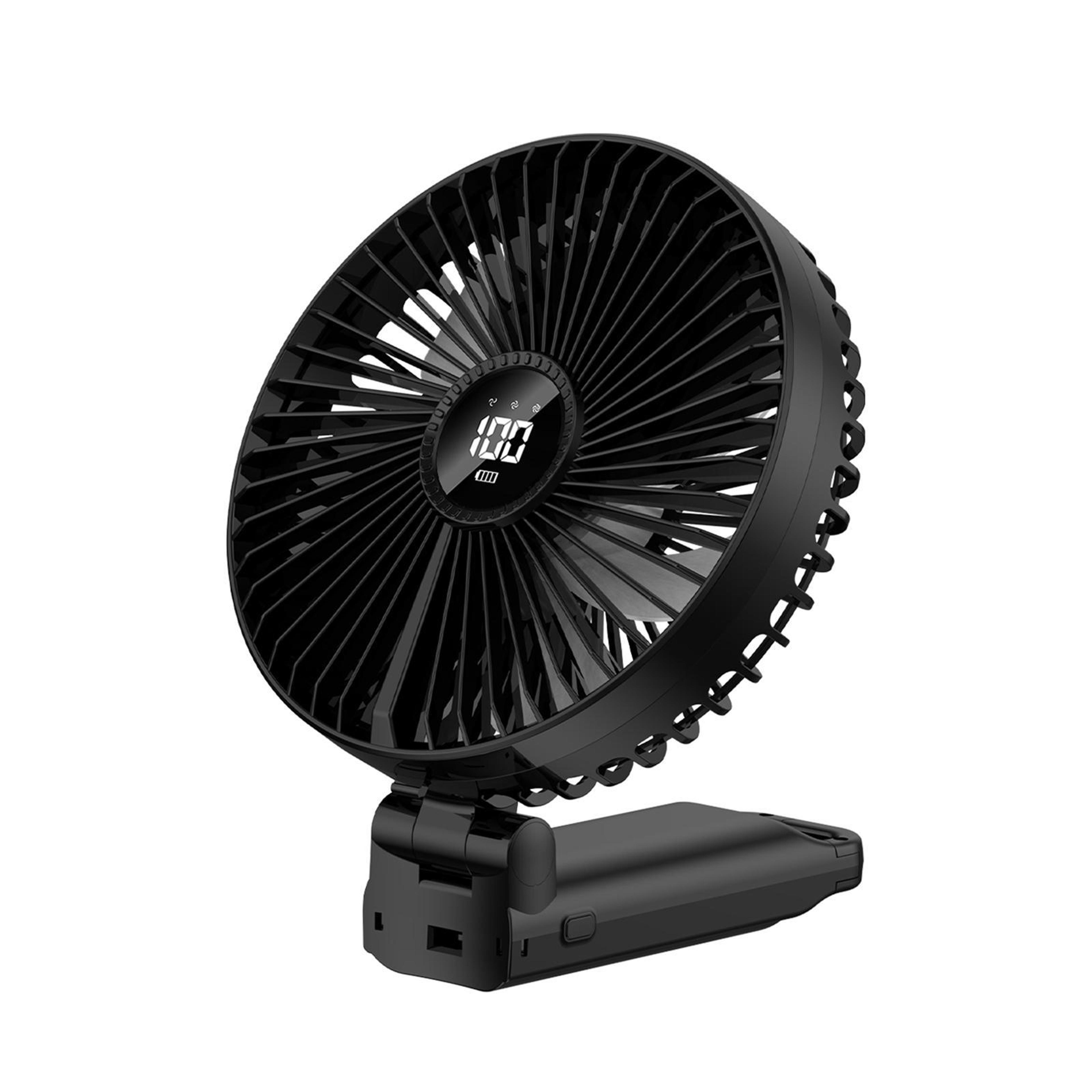f7 foldable handheld fan with led display, 5 speeds and usb-c rechargeable battery