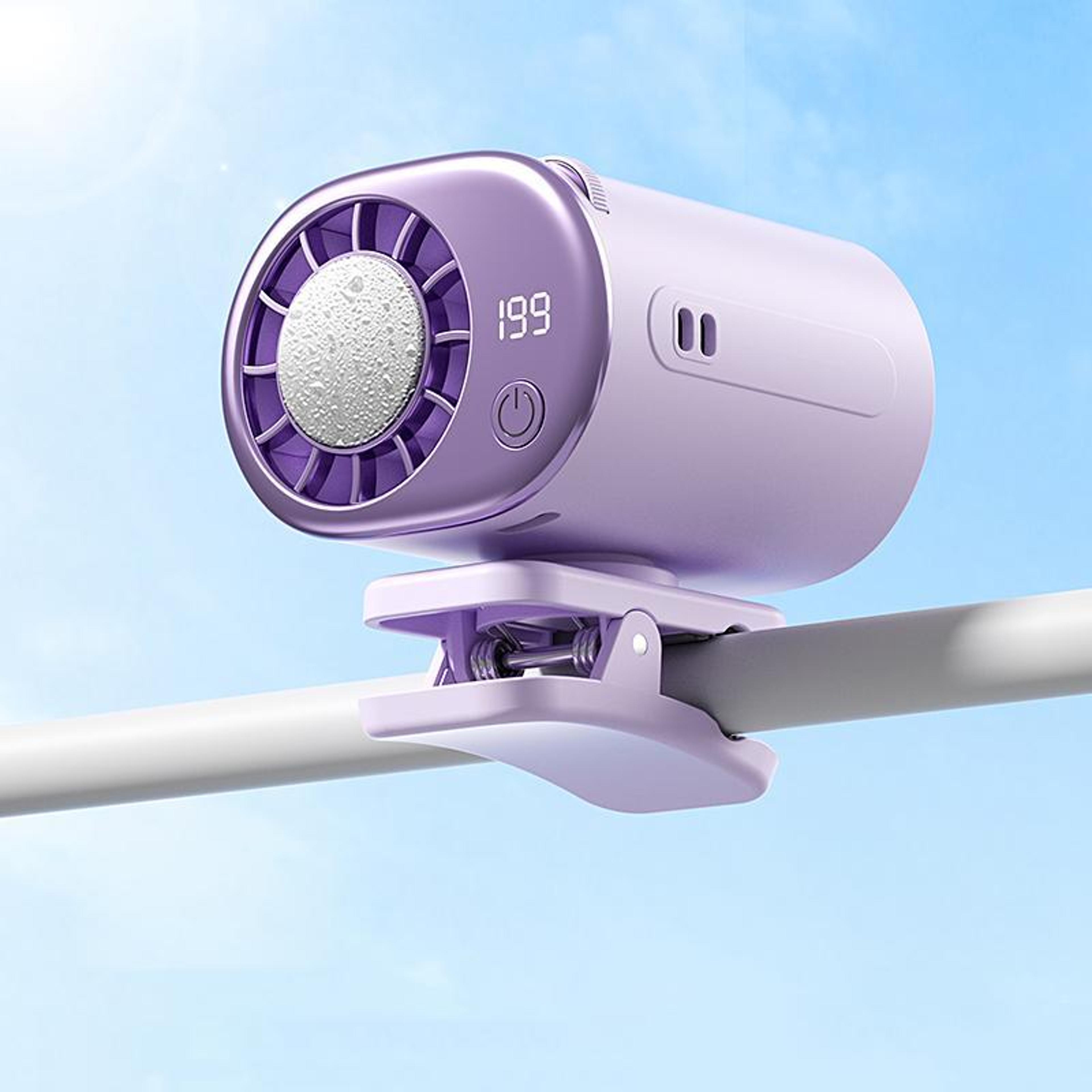 portable clip on fan with semiconductor cooling, 199 speeds and usb-c rechargeable battery