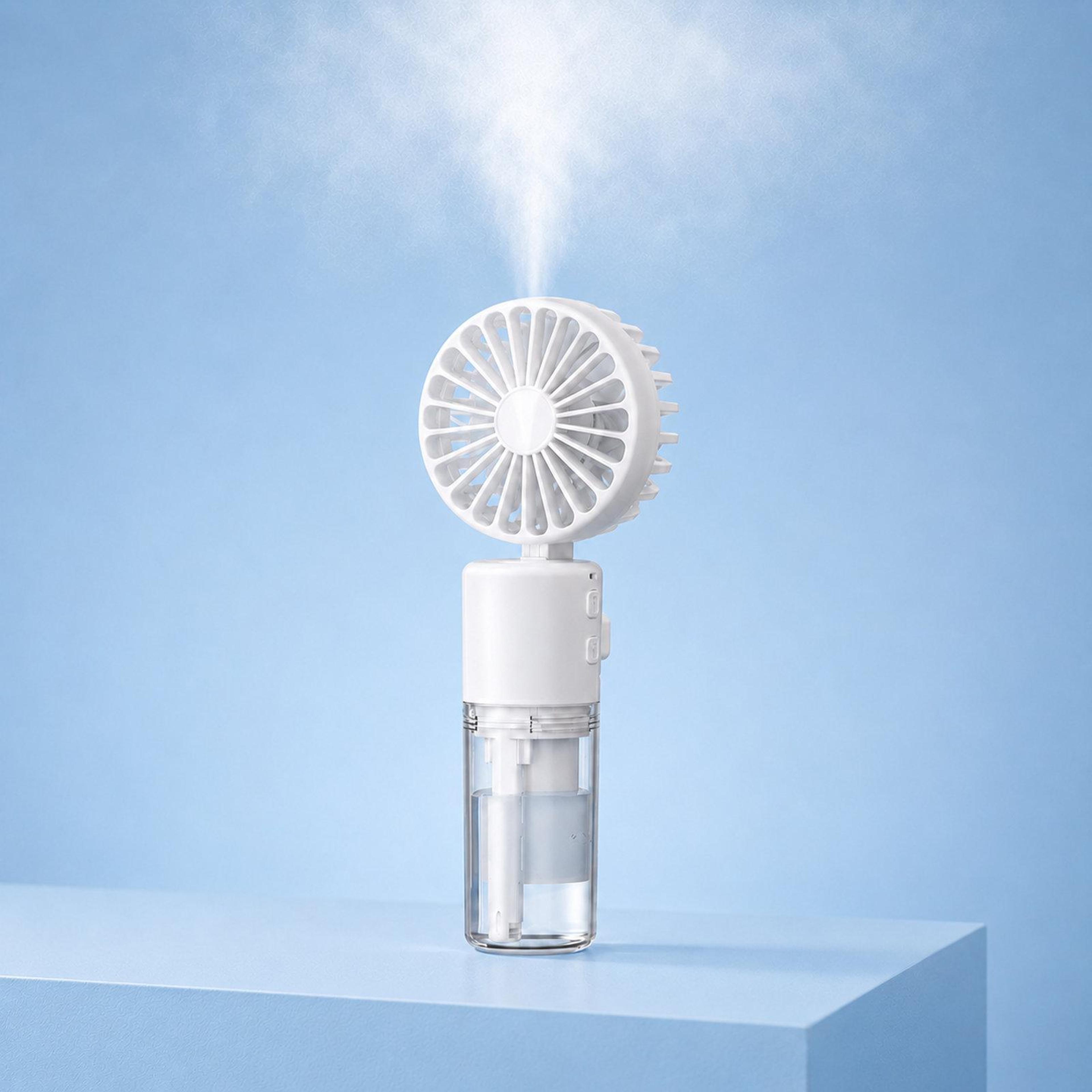 portable misting fan with 4 speeds, foldable handheld fan and type-c rechargeable cooling
